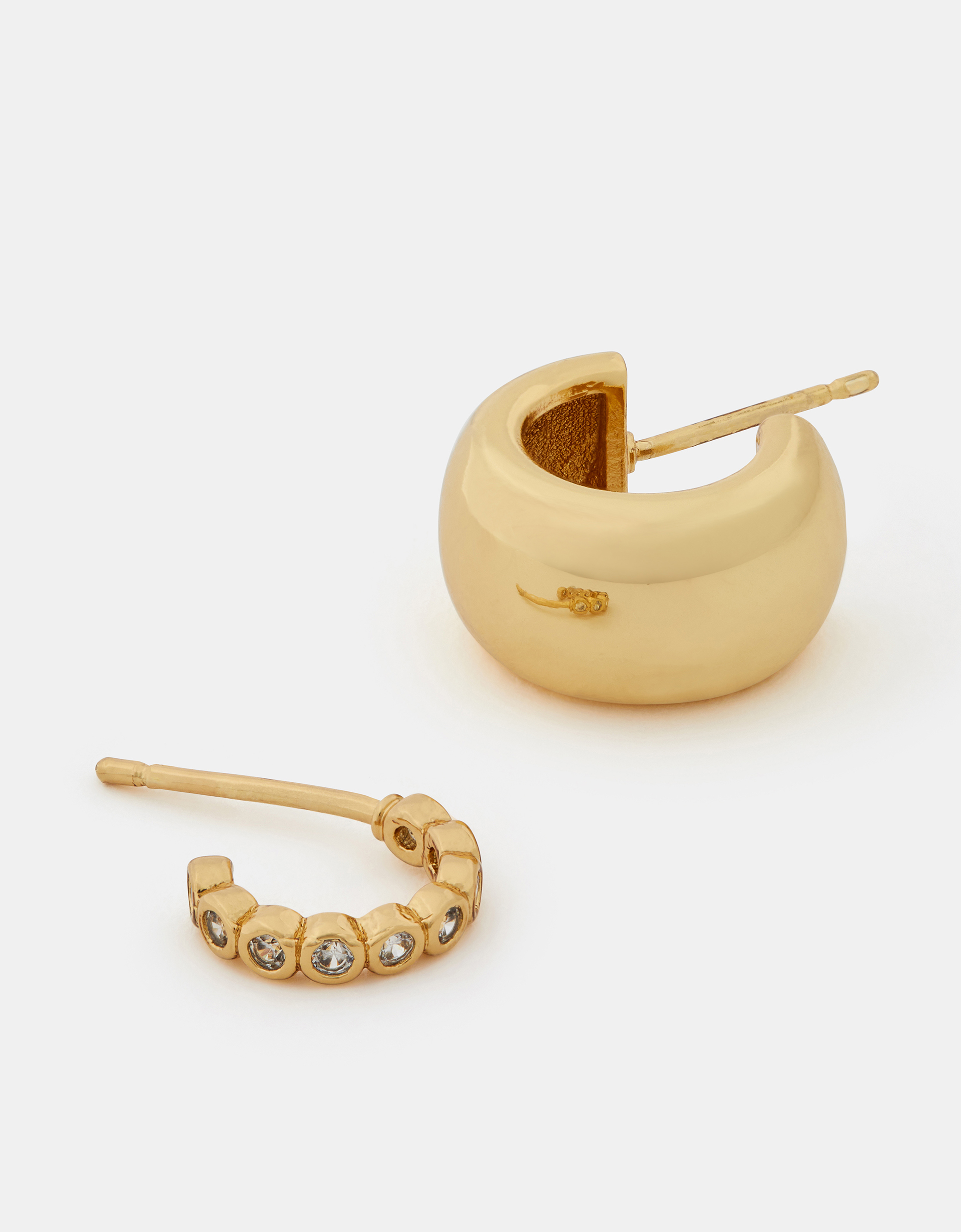 Accessorize 2-Pack 14ct -Plated Chunky Hoop Earrings, Gold