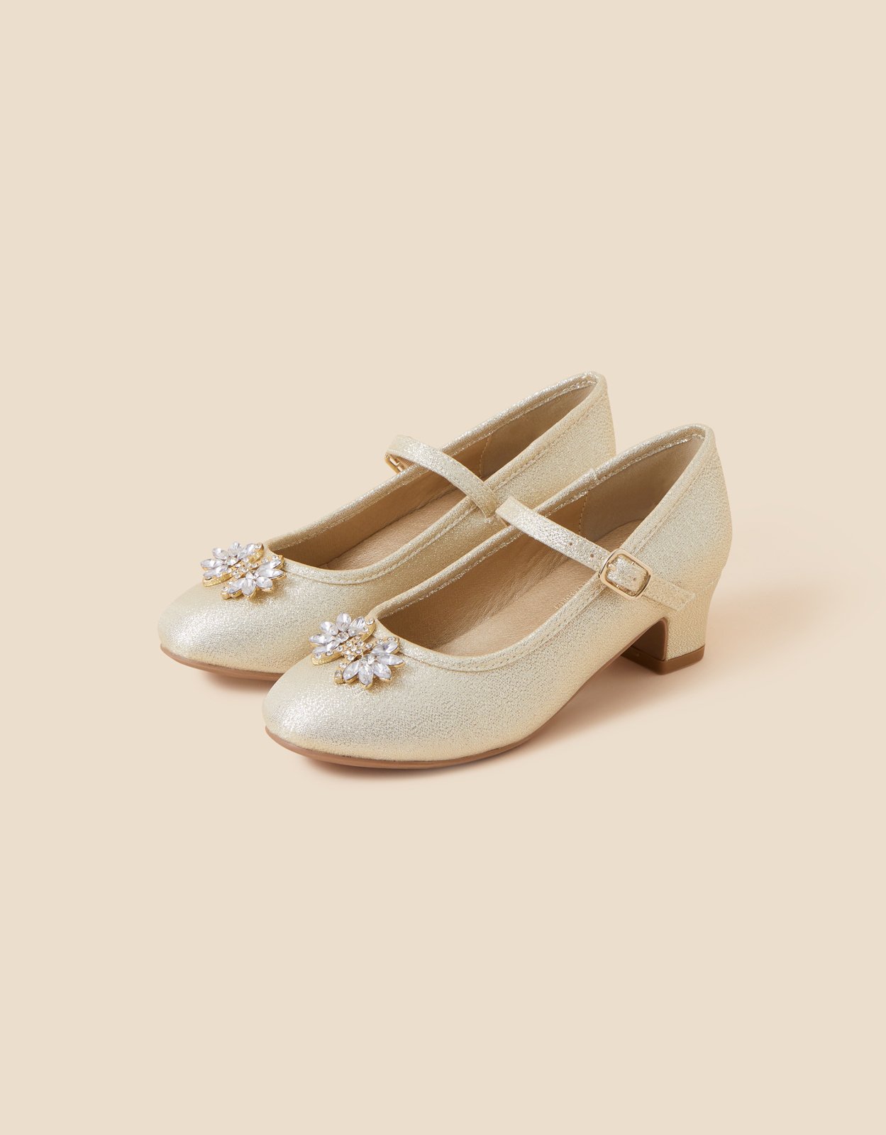 Accessorize Girl's Girls Shimmer Gem Flamenco Shoes Gold, Size: 10