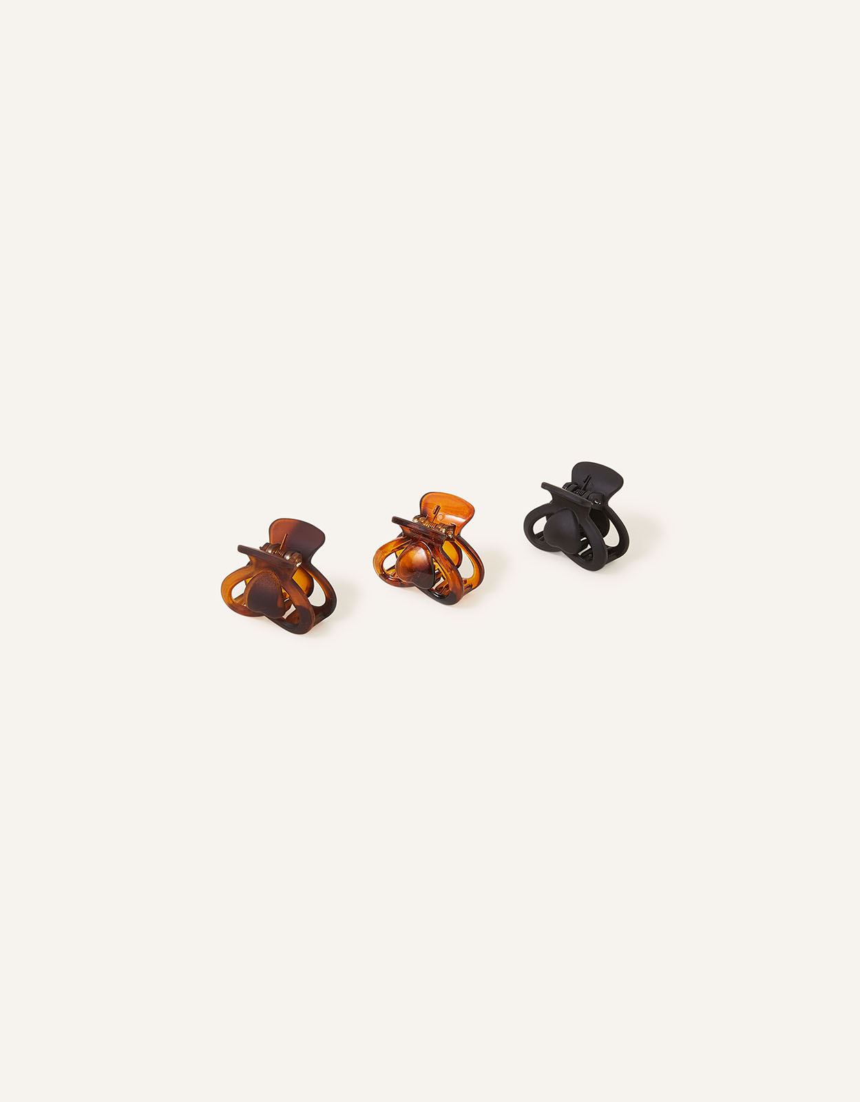 Accessorize Women's Heart Claw Clips Set of Three Brown, Size: 4cm