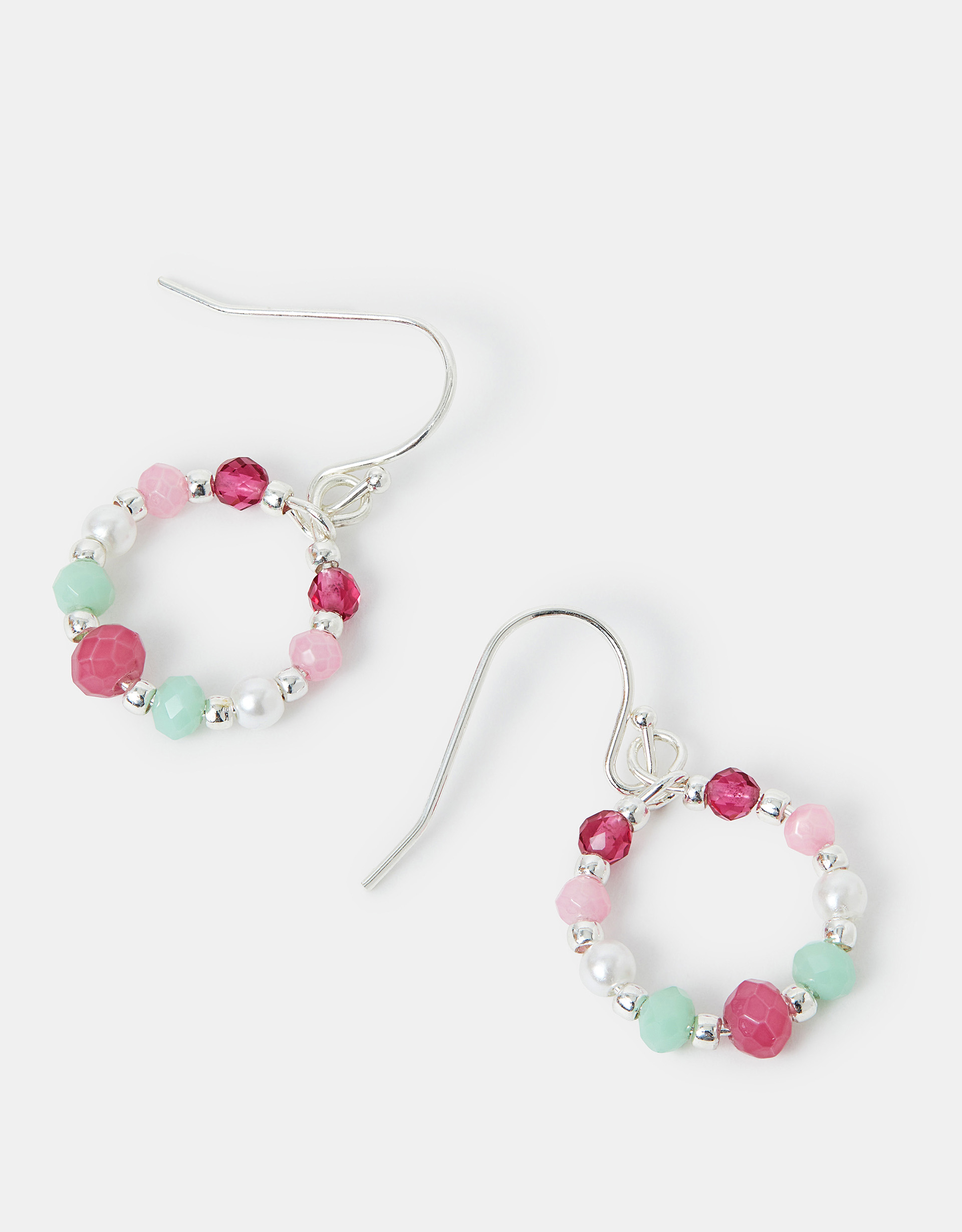 Multicolour Sterling Silver-plated Stone Bead Drop Earrings - Accessorize