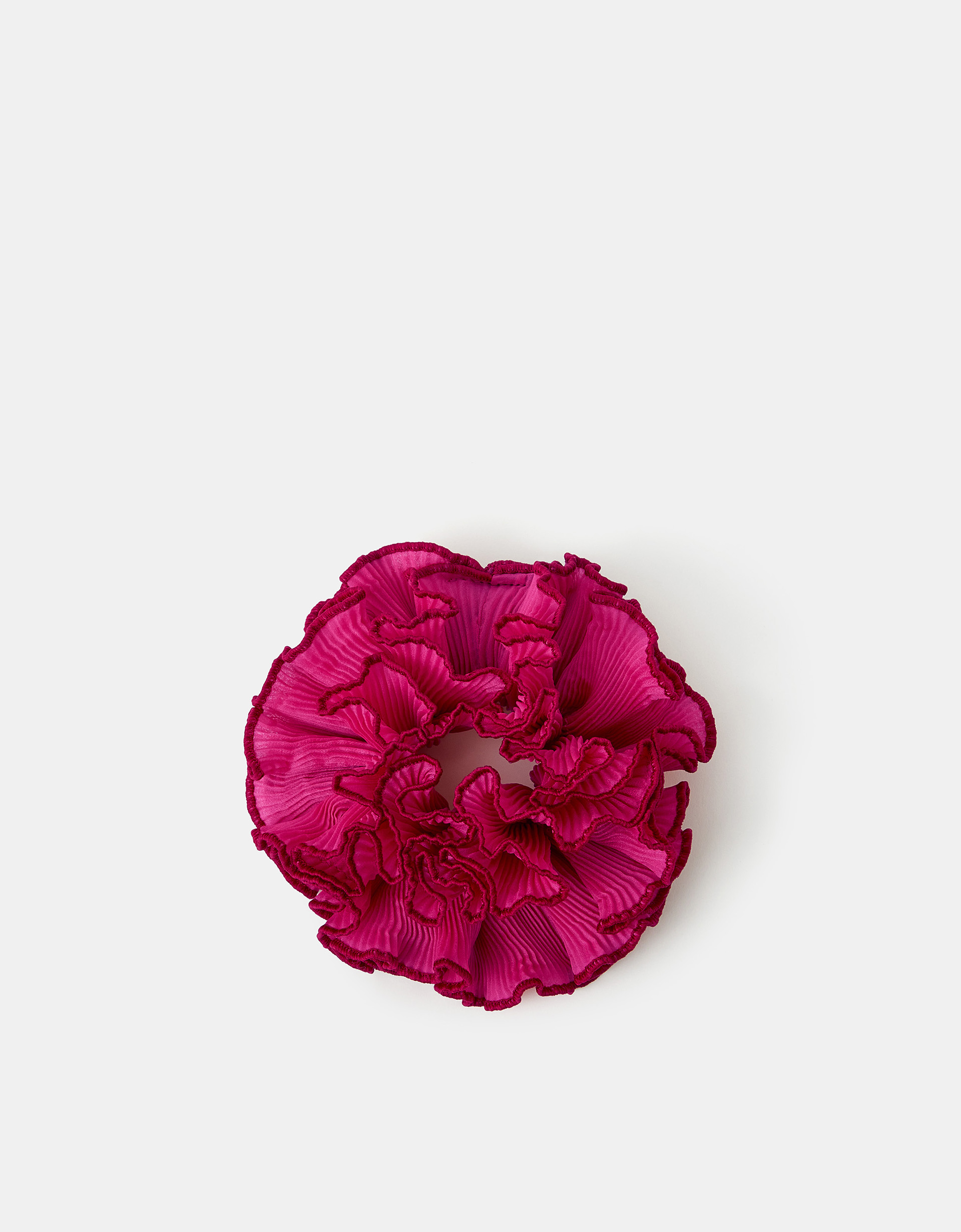 Pink Oversized Frilly Pleated Hair Scrunchie - Accessorize