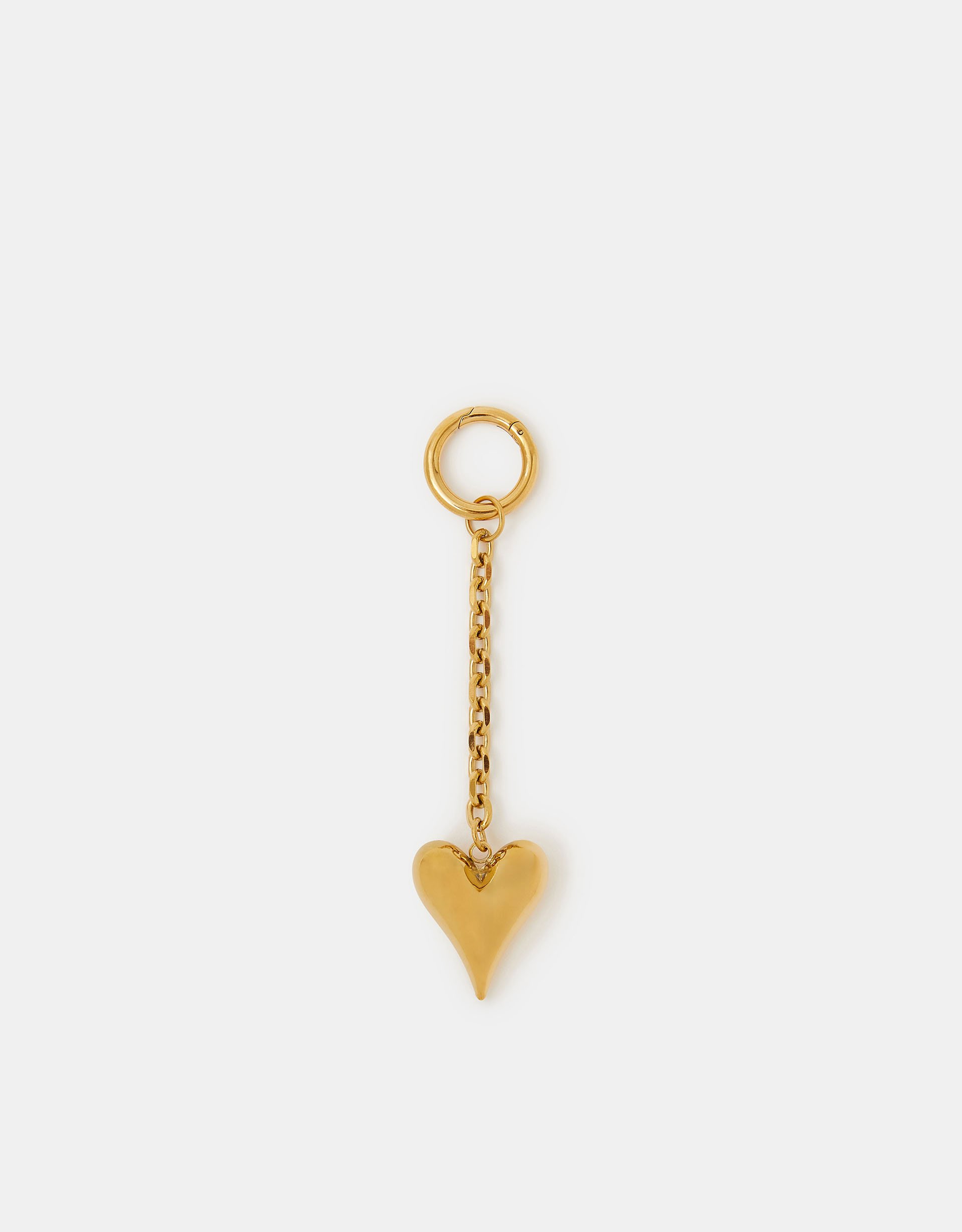 Gold Stainless Steel Heart Bag Charm - Accessorize