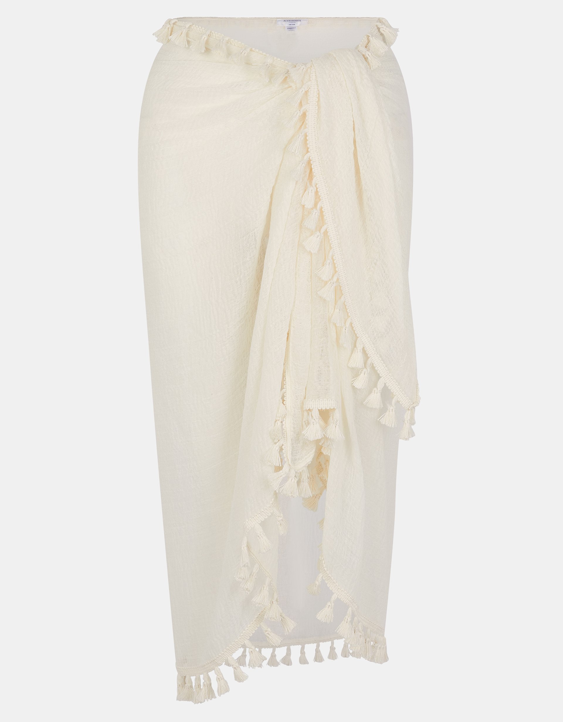 Tassel Trim Sarong Ivory - Accessorize