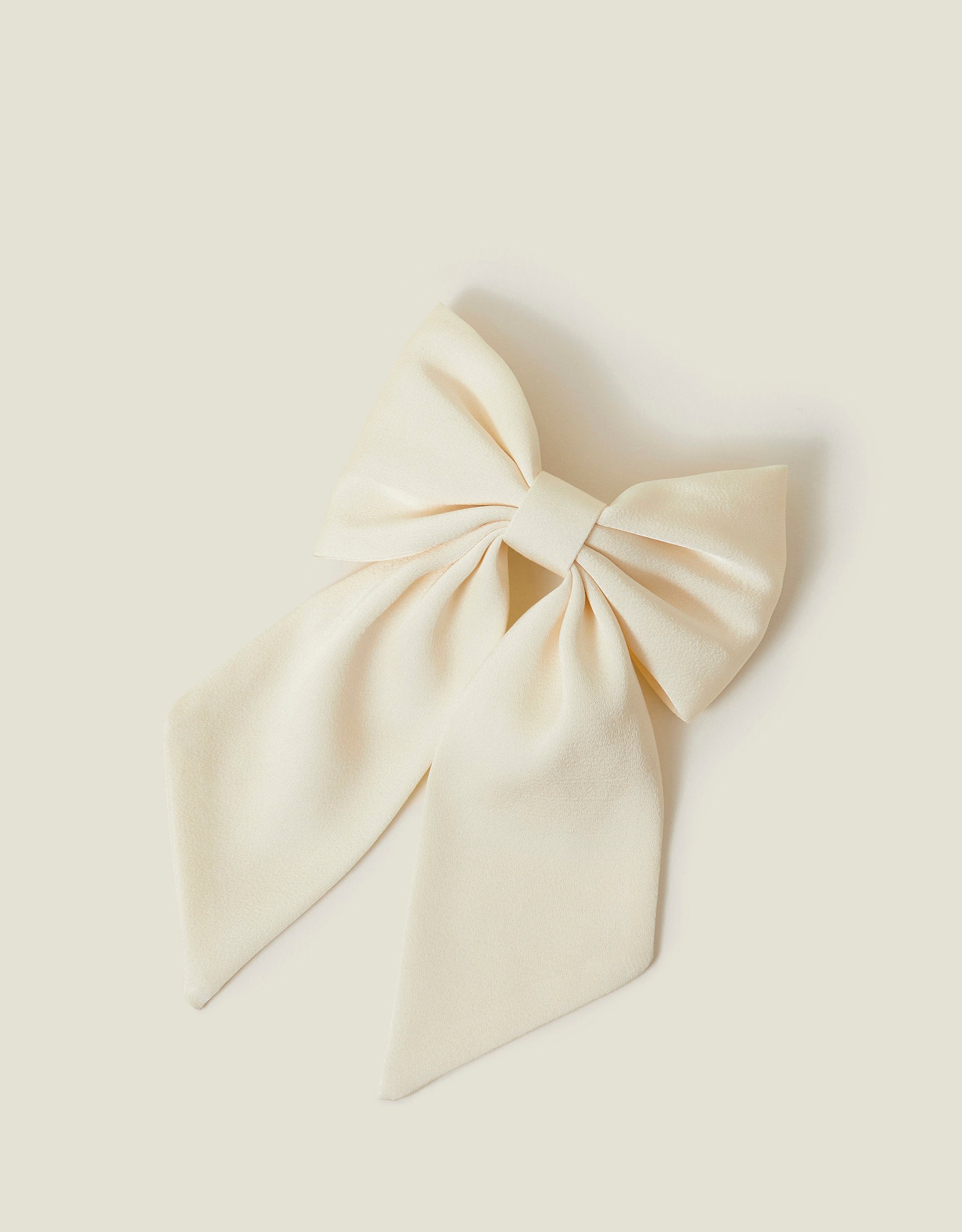 Cream Satin Bow Hair Clip, Women's - Accessorize