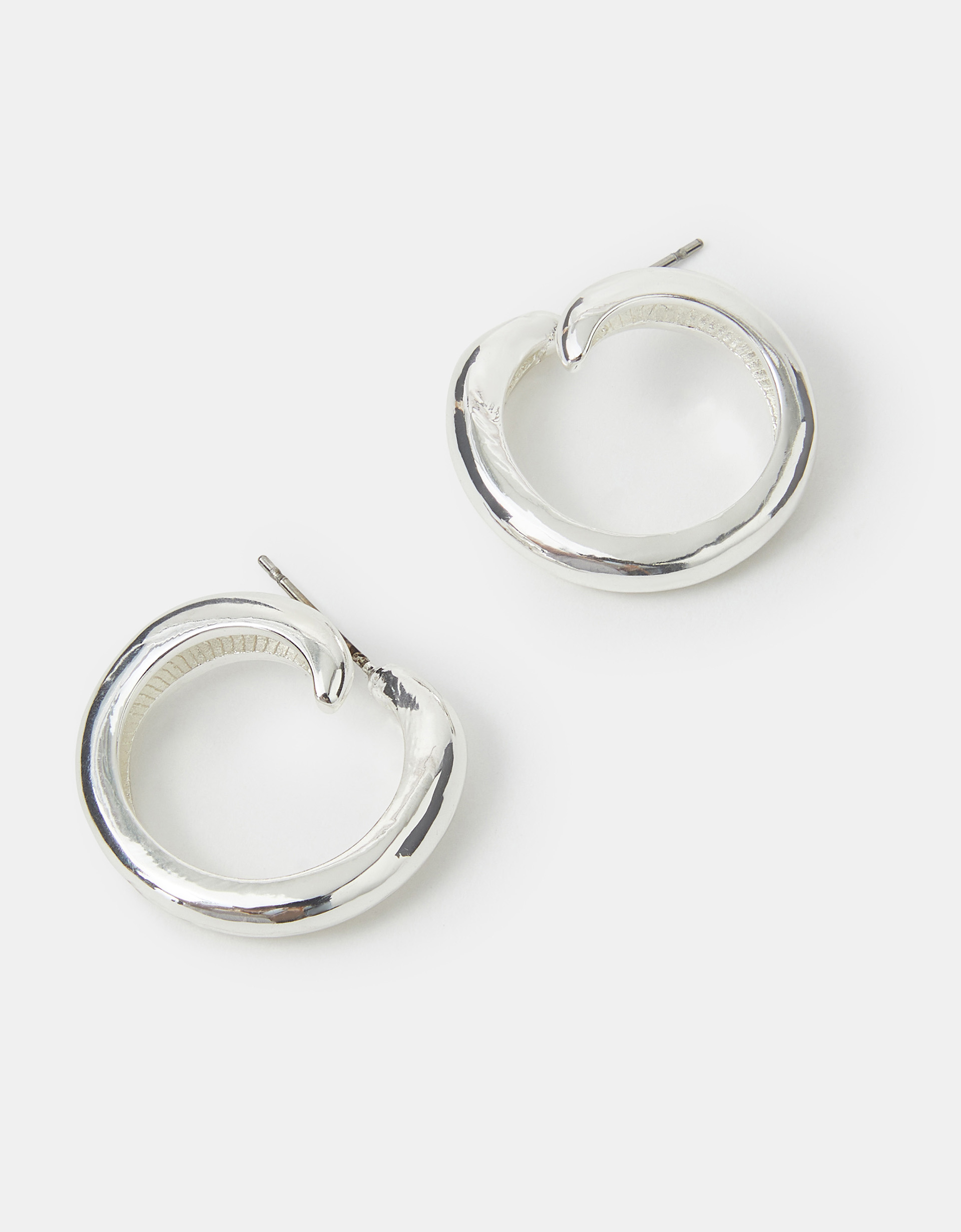 Swirl Hoop Earrings Silver - Accessorize