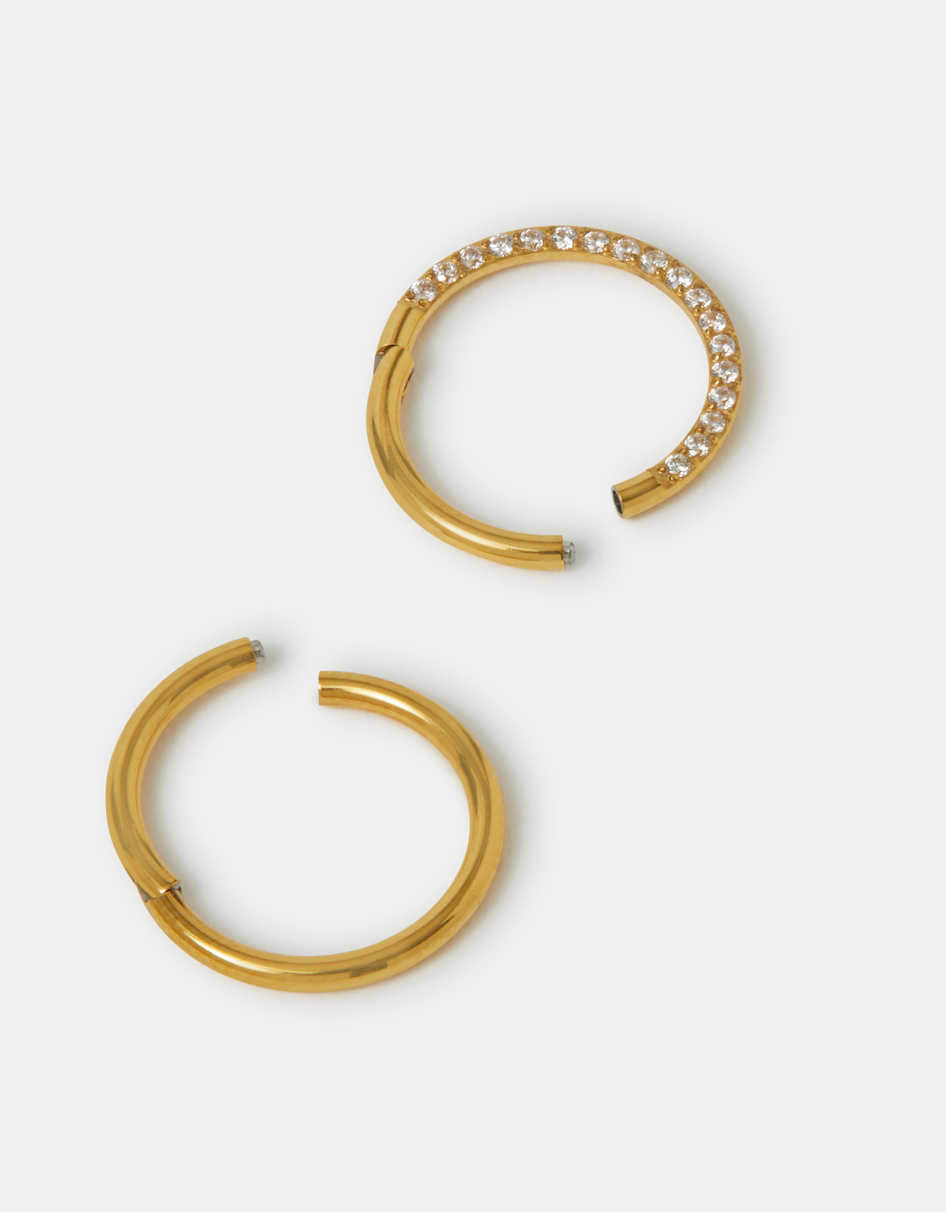 2-Pack 14ct Gold-plated Surgical Steel Septum Hoops - Accessorize
