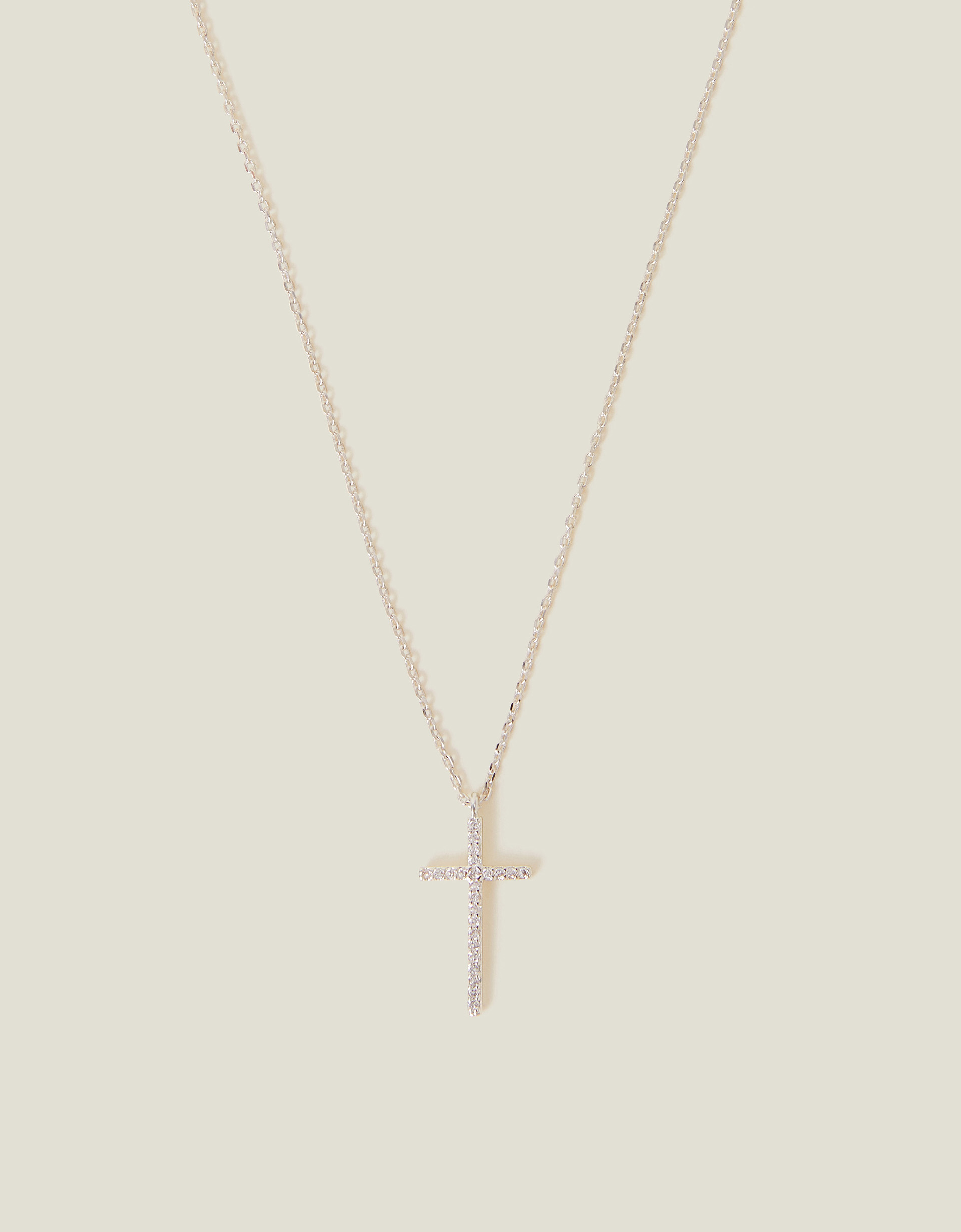 Multicolour Sterling Silver-plated Diamante Cross Pendant Necklace - Accessorize