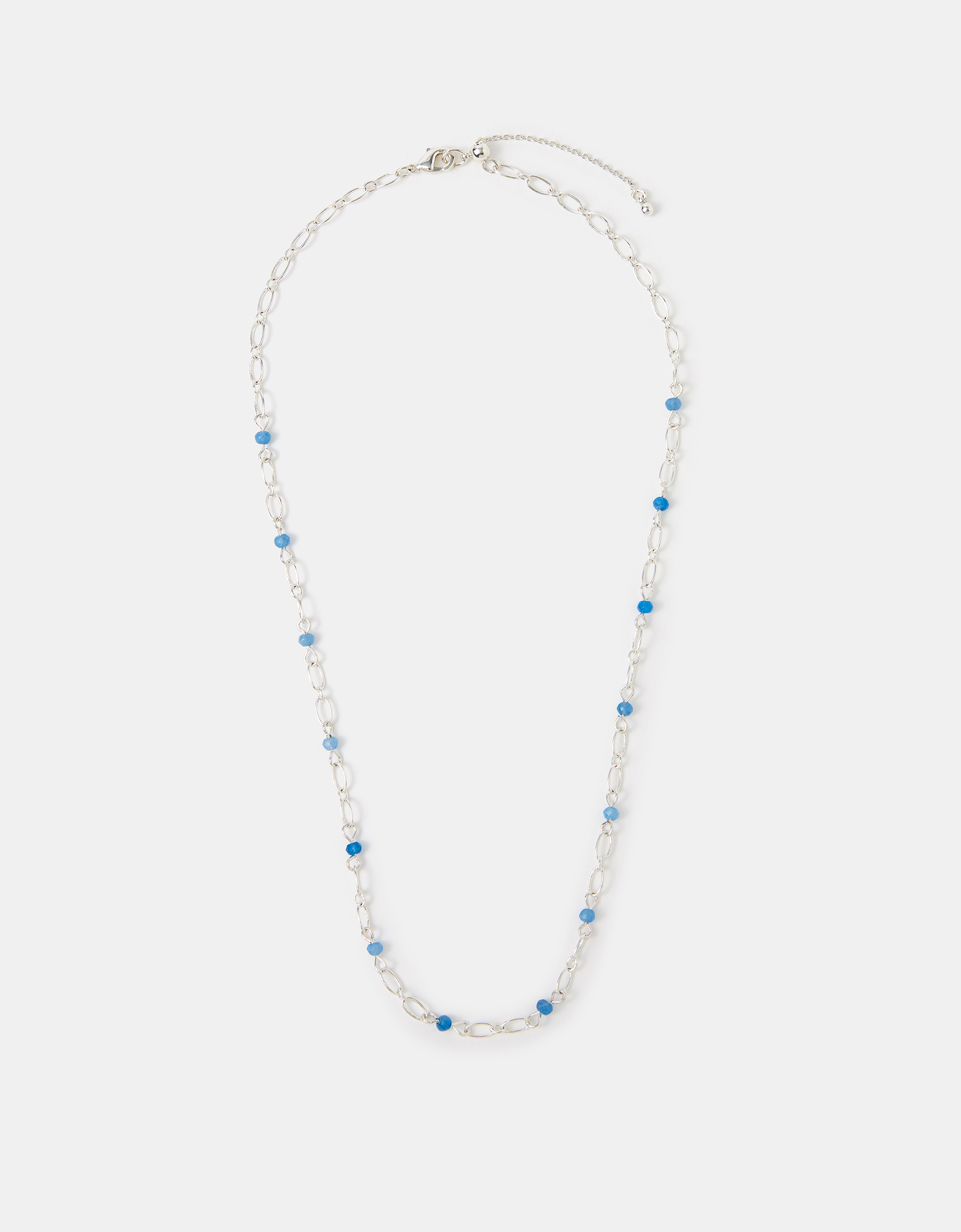 Accessorize Lace Sterling Silver-Plated Quartz Station Necklace, Blue