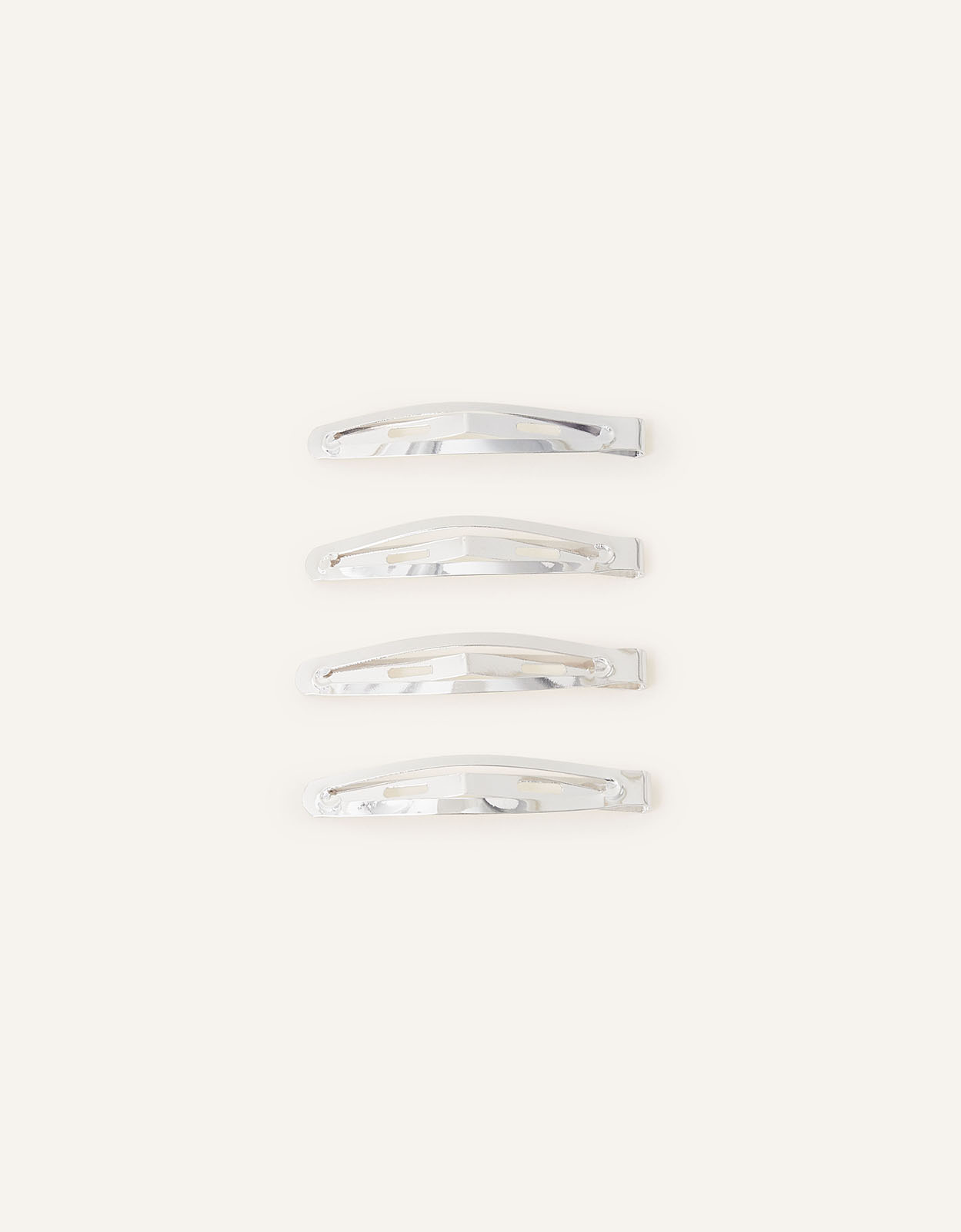 Accessorize Women's Metal Snap Hair Clips 4 Pack Silver, Size: 6cm