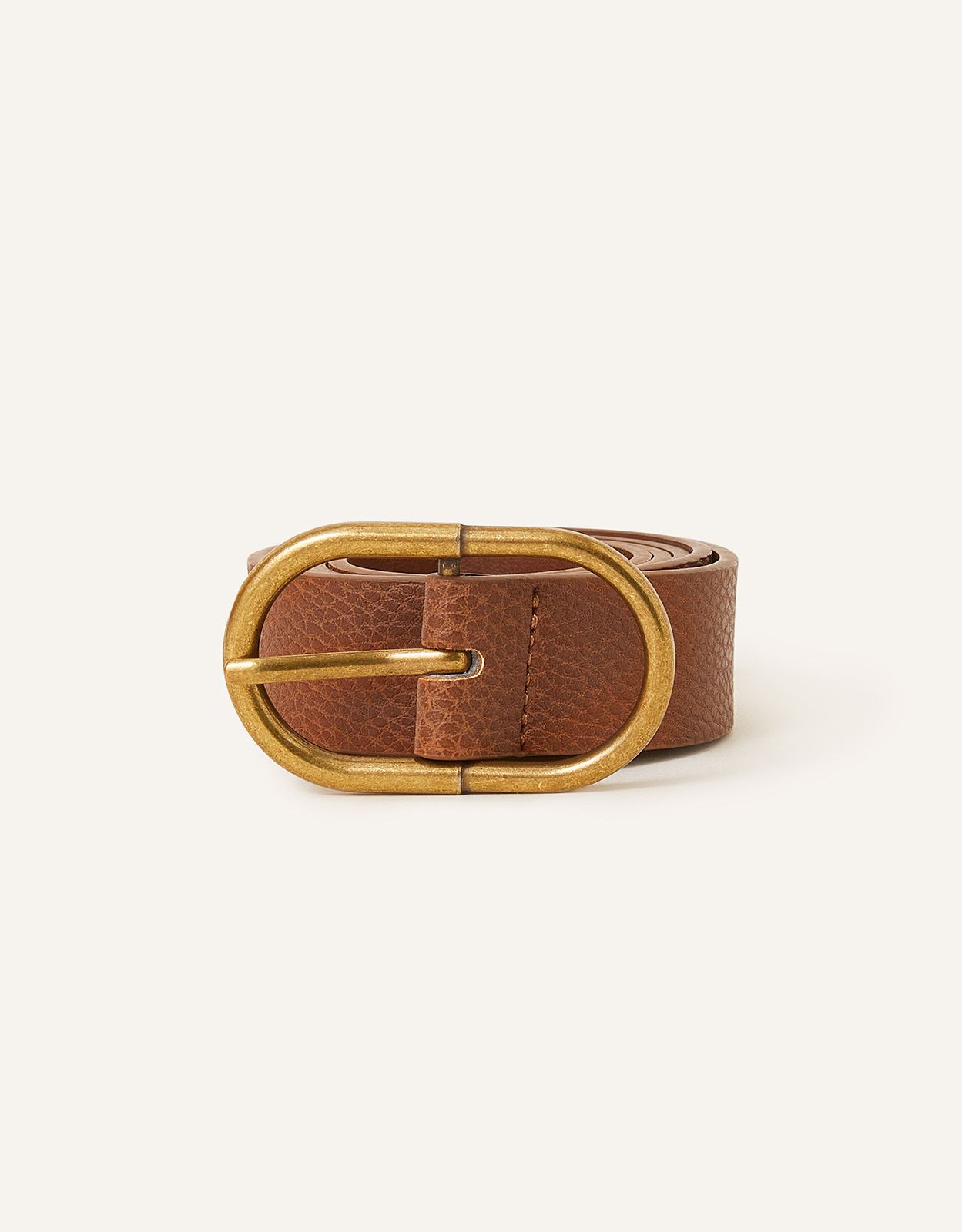 Accessorize Women's Antique Effect Buckle Belt Tan, Size: M