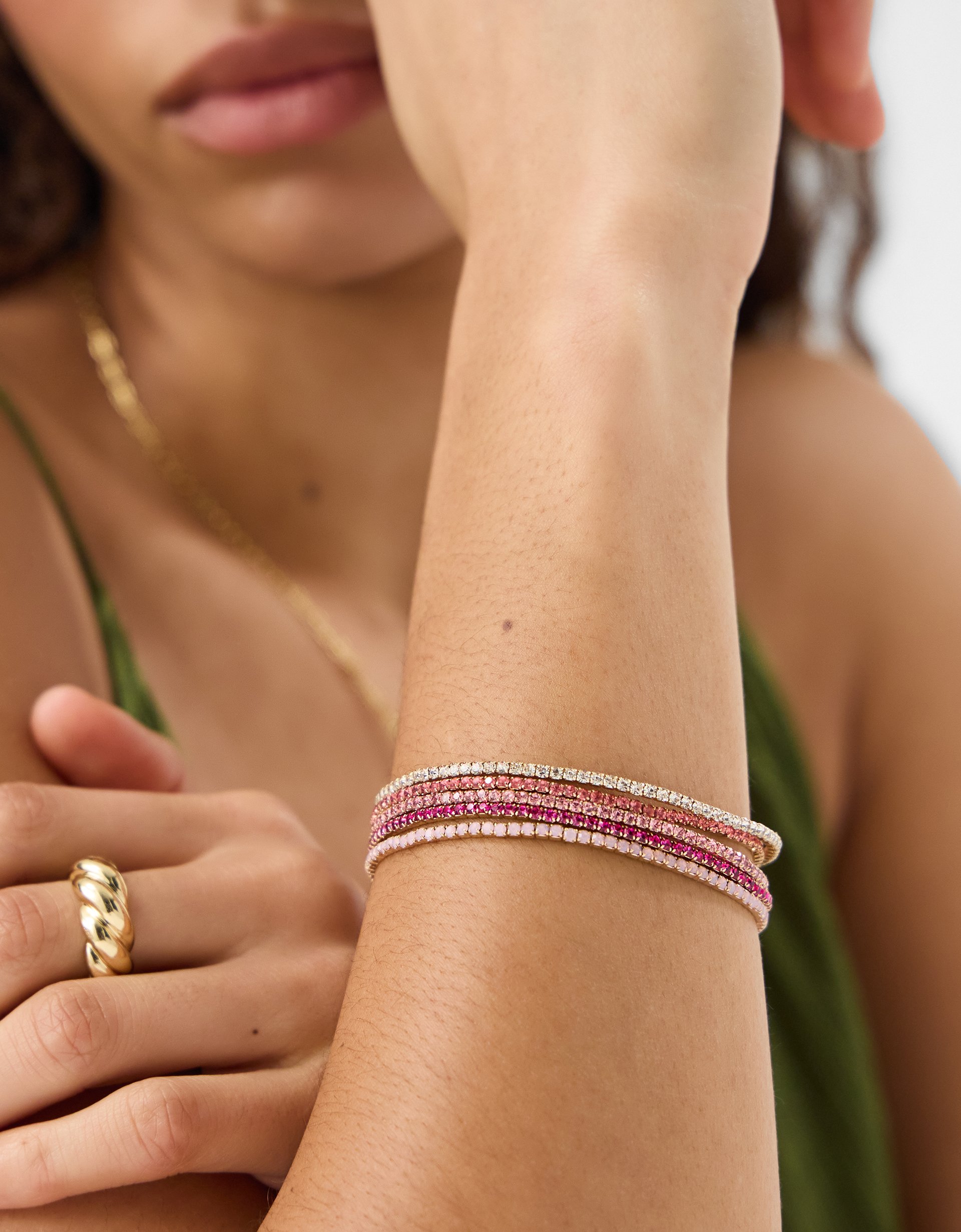 Accessorize 5-Pack Sparkle Stretch Bracelets, Pink