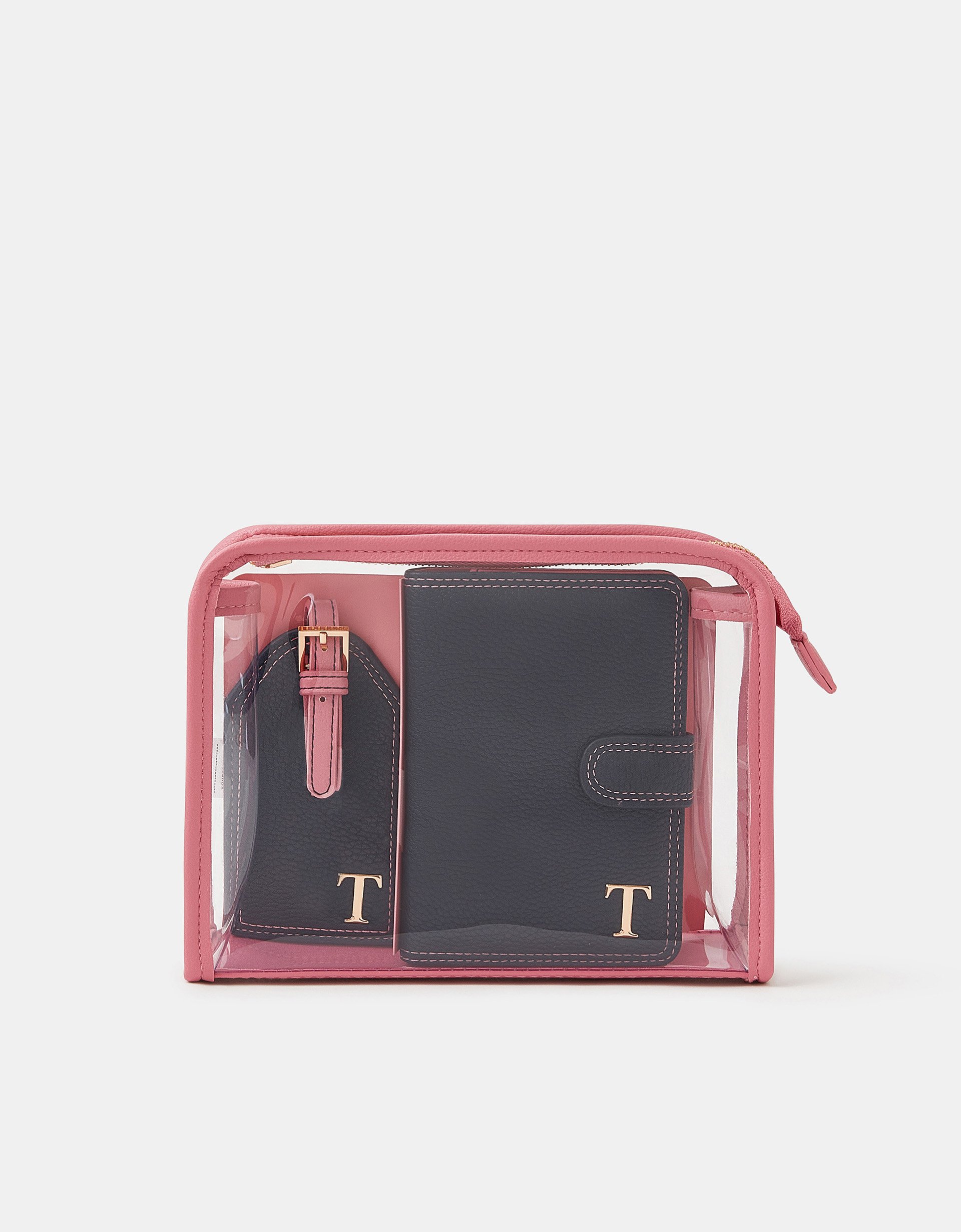 Initial Passport Holder & Luggage Tag Blue, Size: S - Accessorize