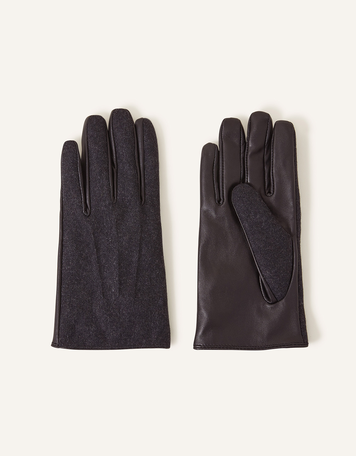 Accessorize Leather Gloves in Wool Blend Grey, Size: One Size