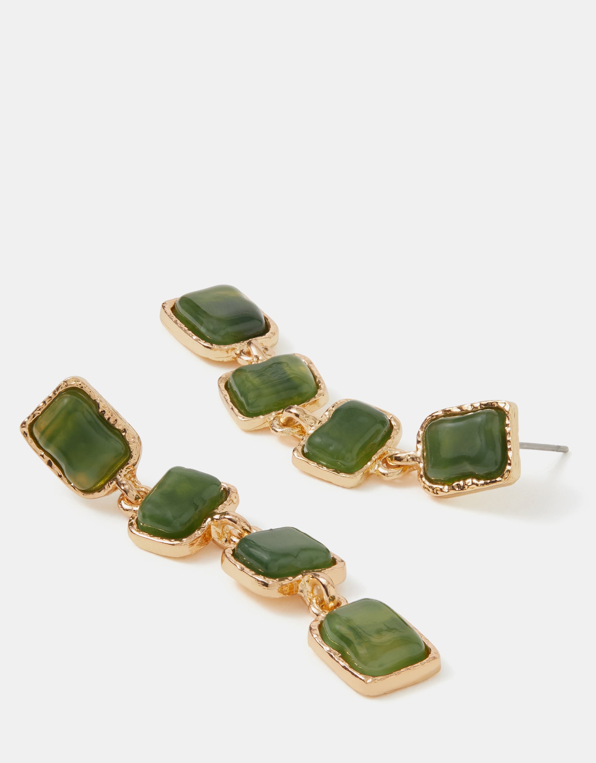 Accessorize Molten Stone Drop Earrings, Green