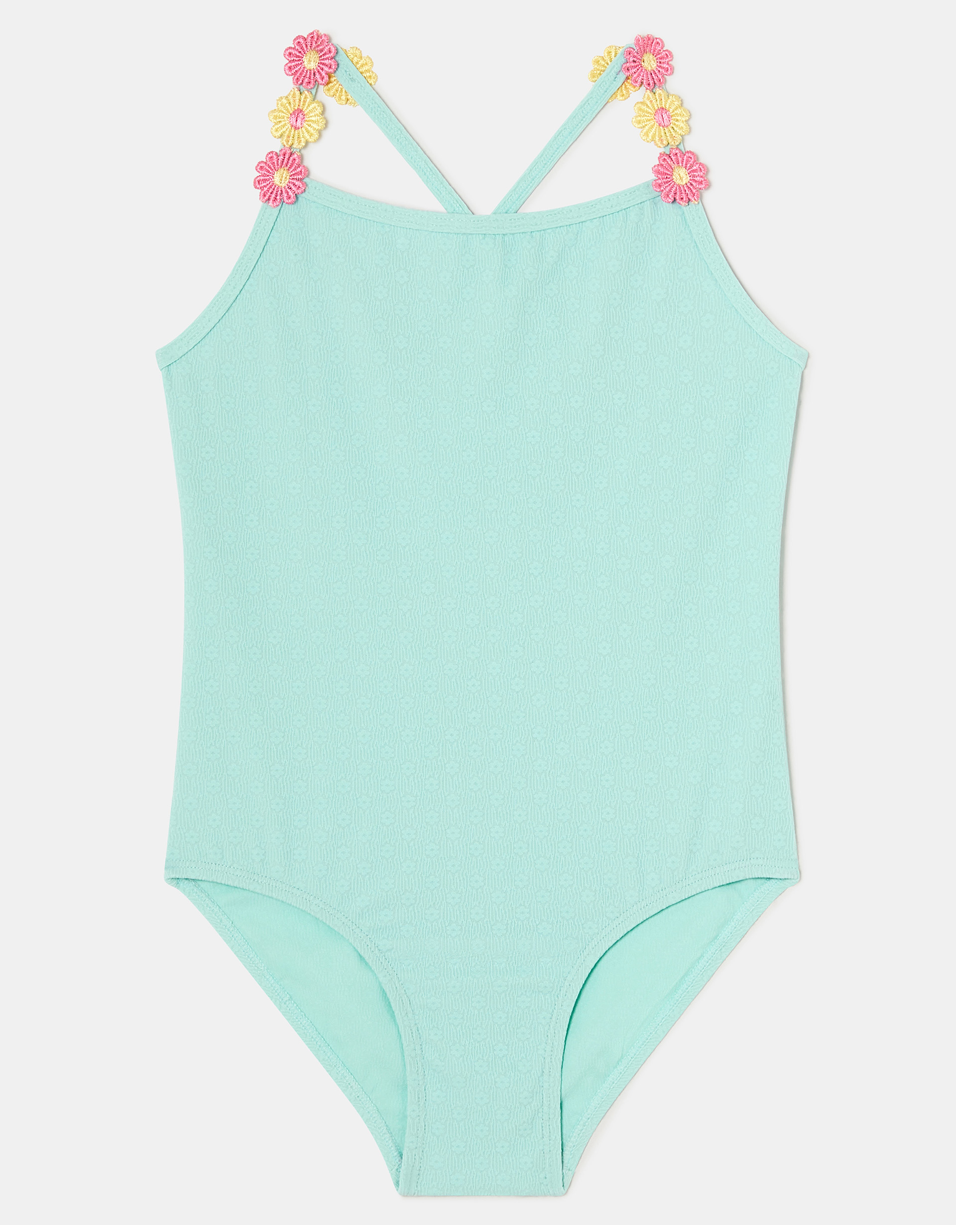 Flower Strap Swimsuit Blue, Size: 11-12 yrs - Accessorize