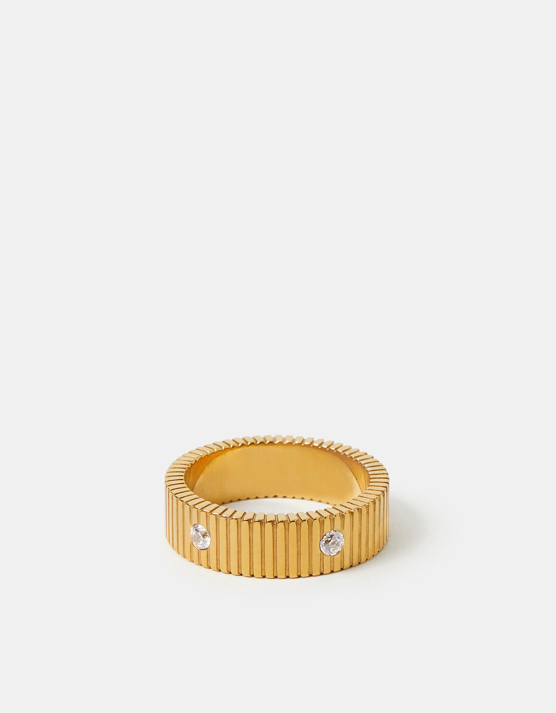 Accessorize - Gift for her, Stainless Steel Stone Band Ring, Gold, Size: S