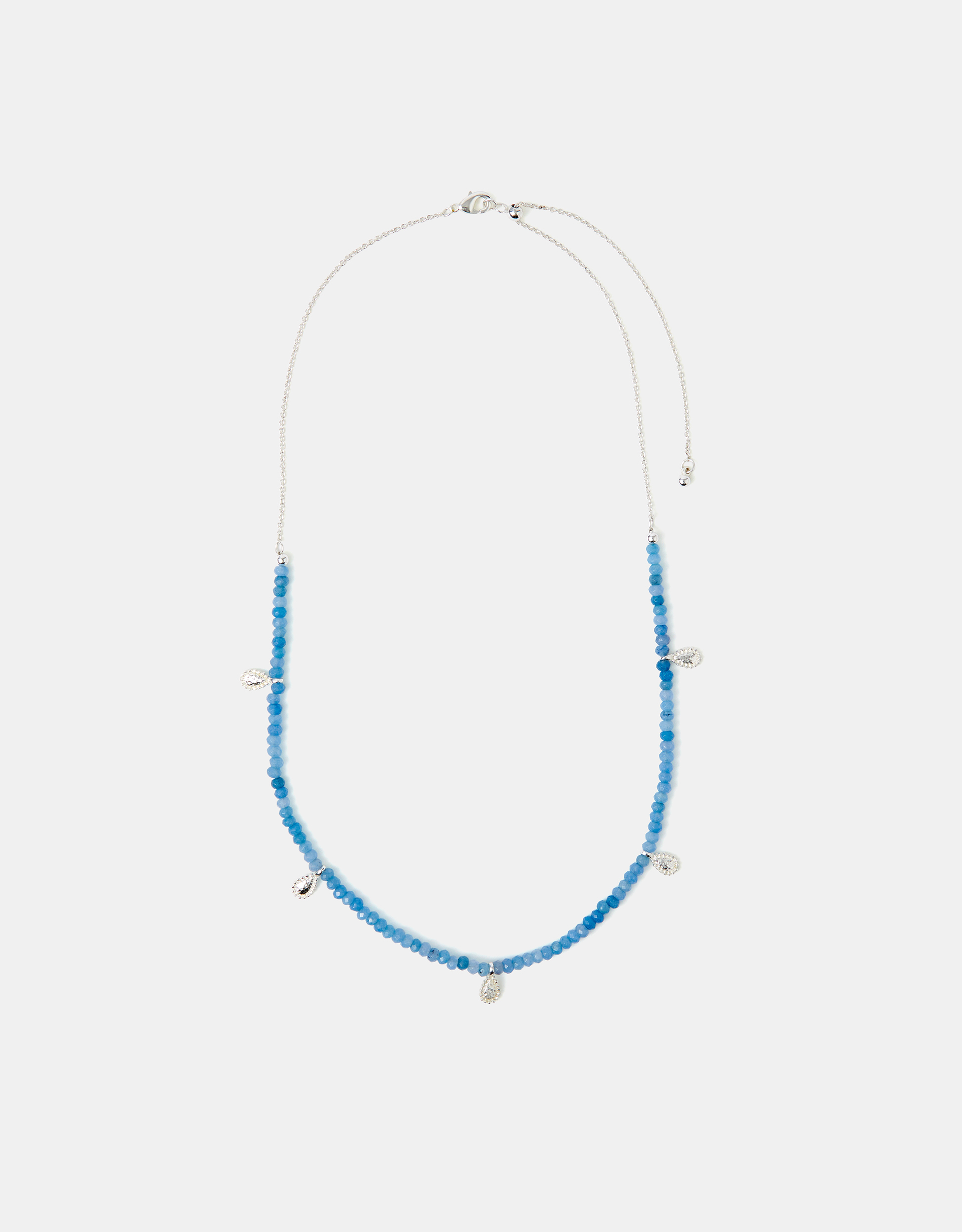 Accessorize Lace Sterling Silver-Plated Teardrop Quartz Necklace, Blue