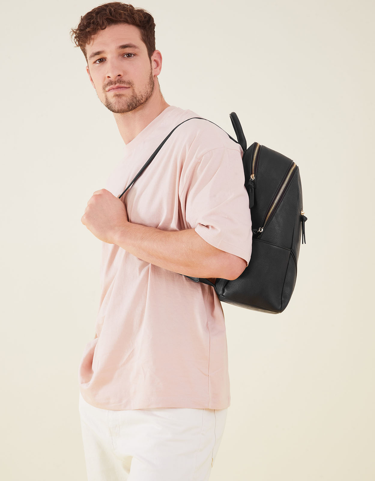 Black Leather Smart Classic Zip Around Backpack, Size: 36x28cm, Women's - Accessorize