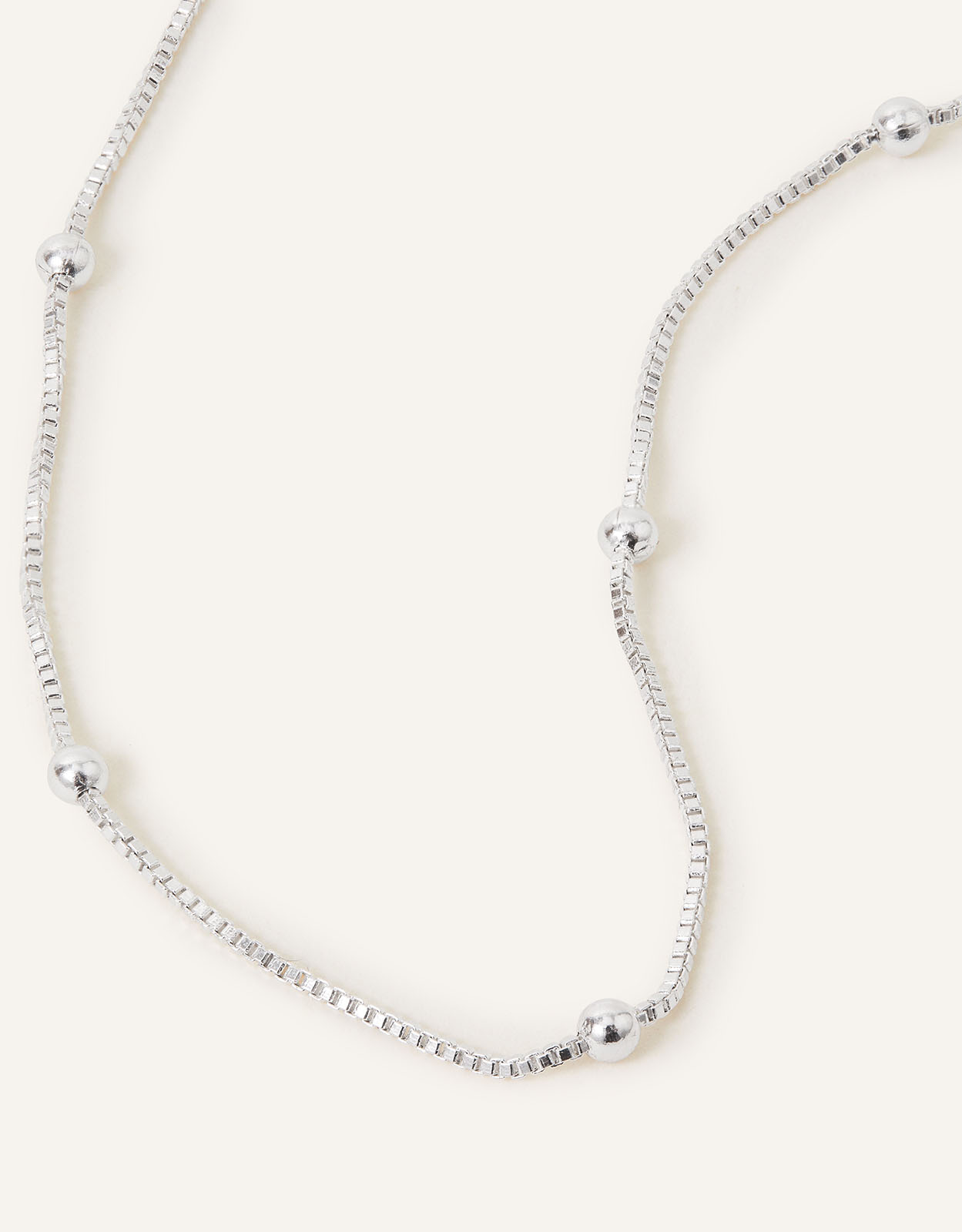 Beaded Chain Necklace Silver, Women's - Accessorize