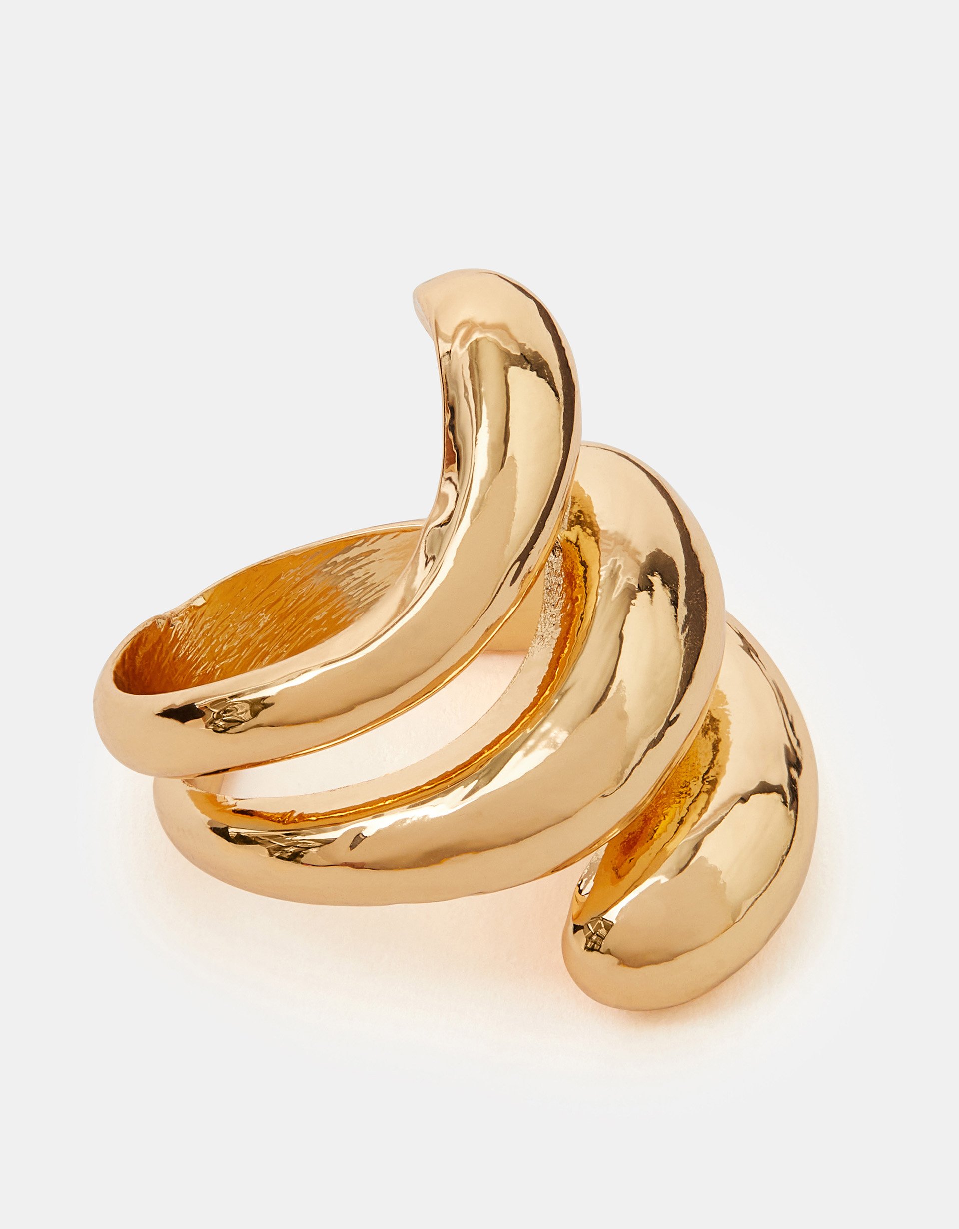 Chunky Wave Ring Gold, Size: L - Accessorize