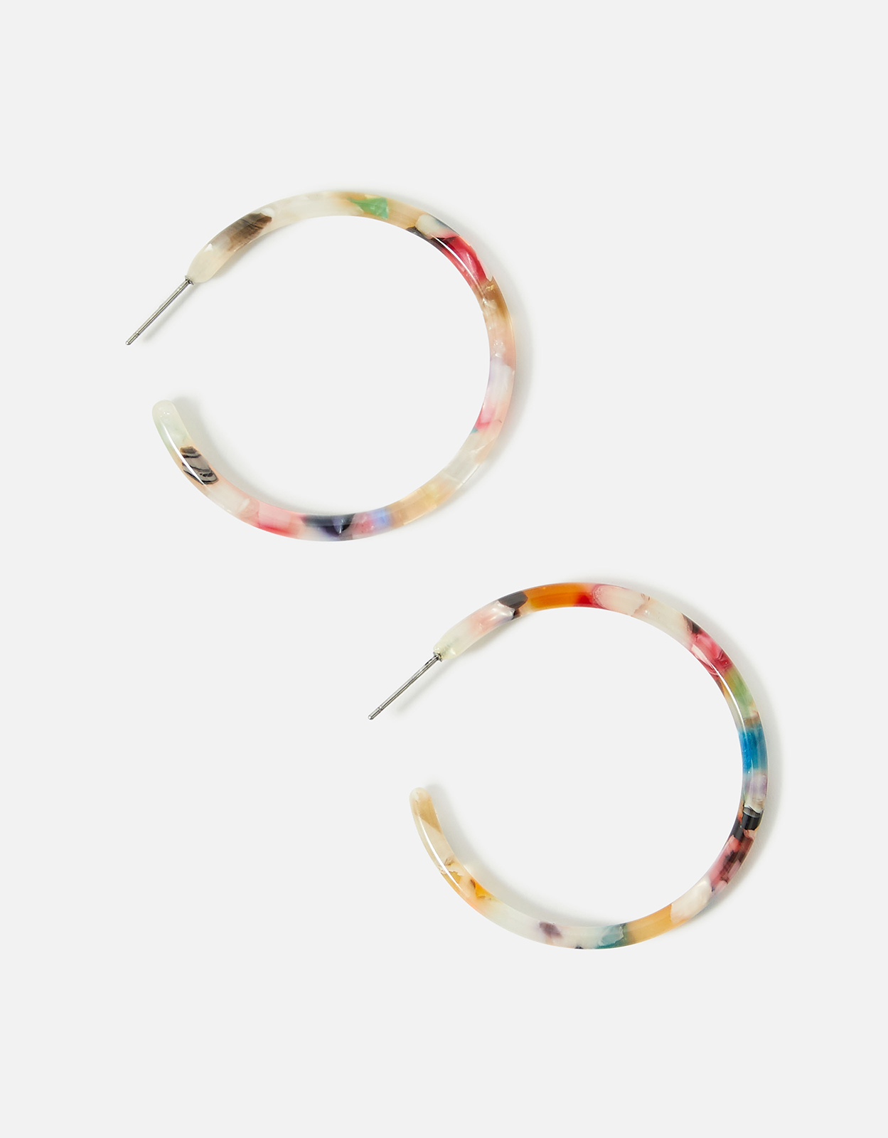 Accessorize Women's White/Orange/Blue Skinny Tortoiseshell Hoop Earrings, Size: 4cm