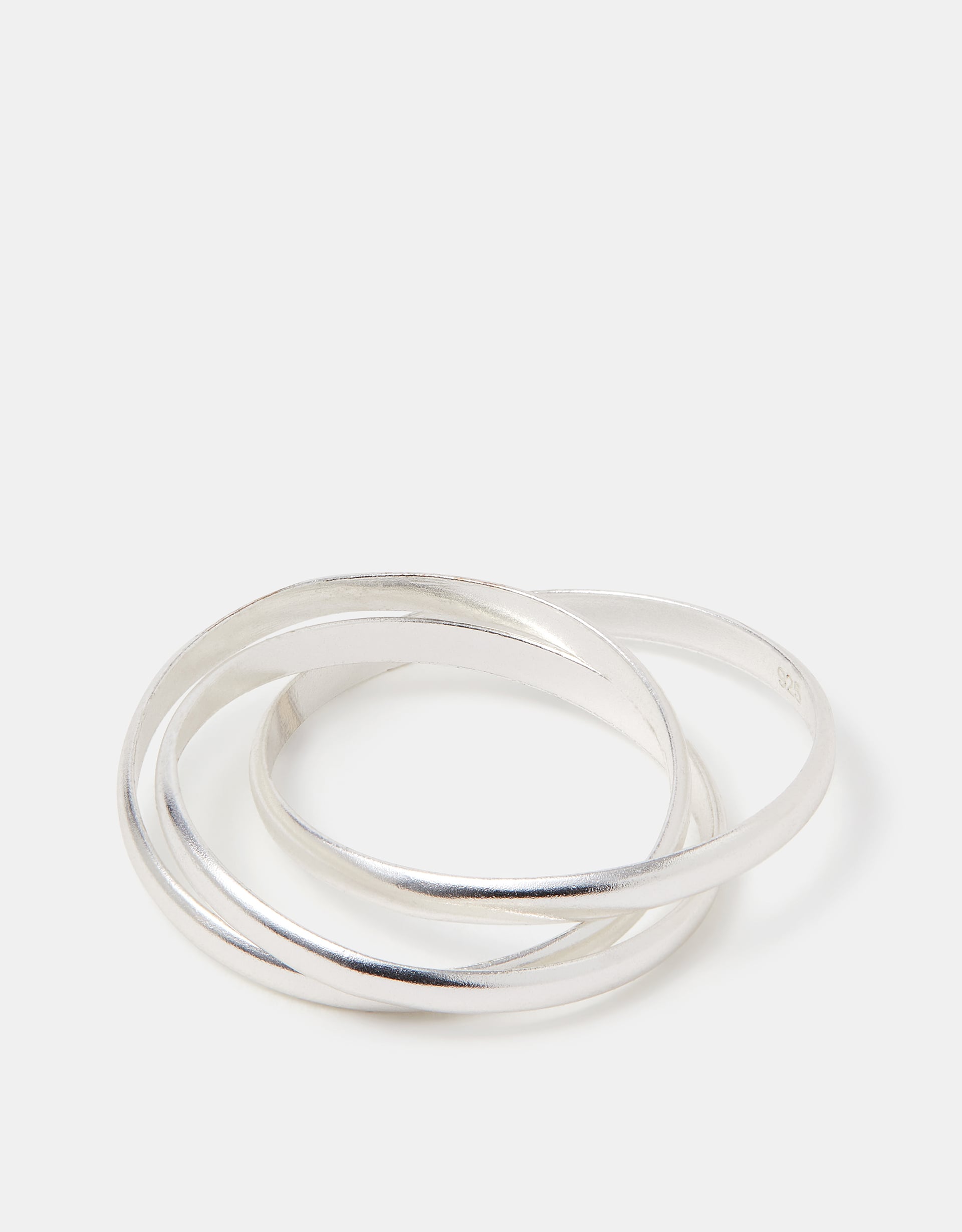 Accessorize Sterling Silver Russian Band Ring Size: M