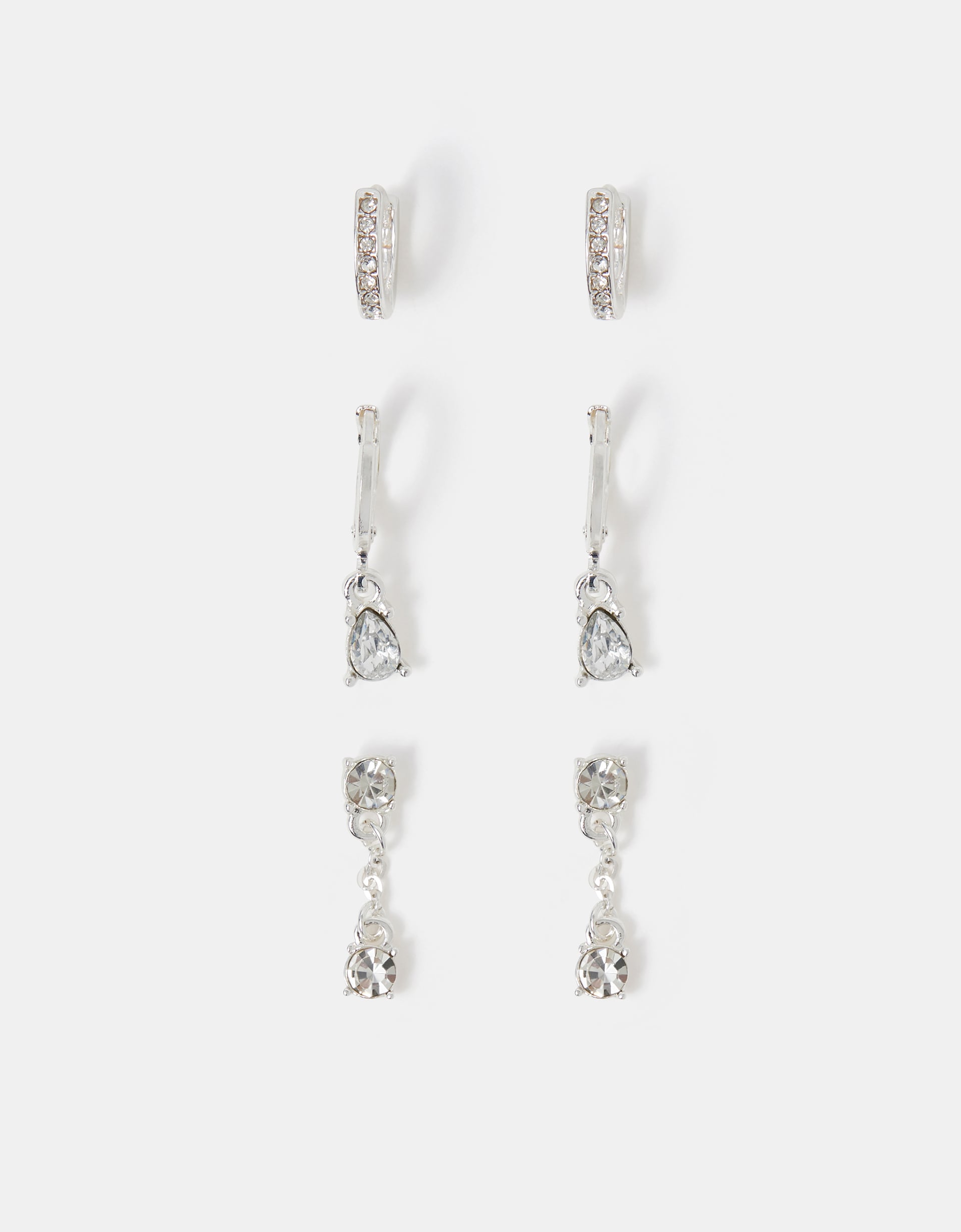 Accessorize 3-Pack Stone Drop Hoop Earrings