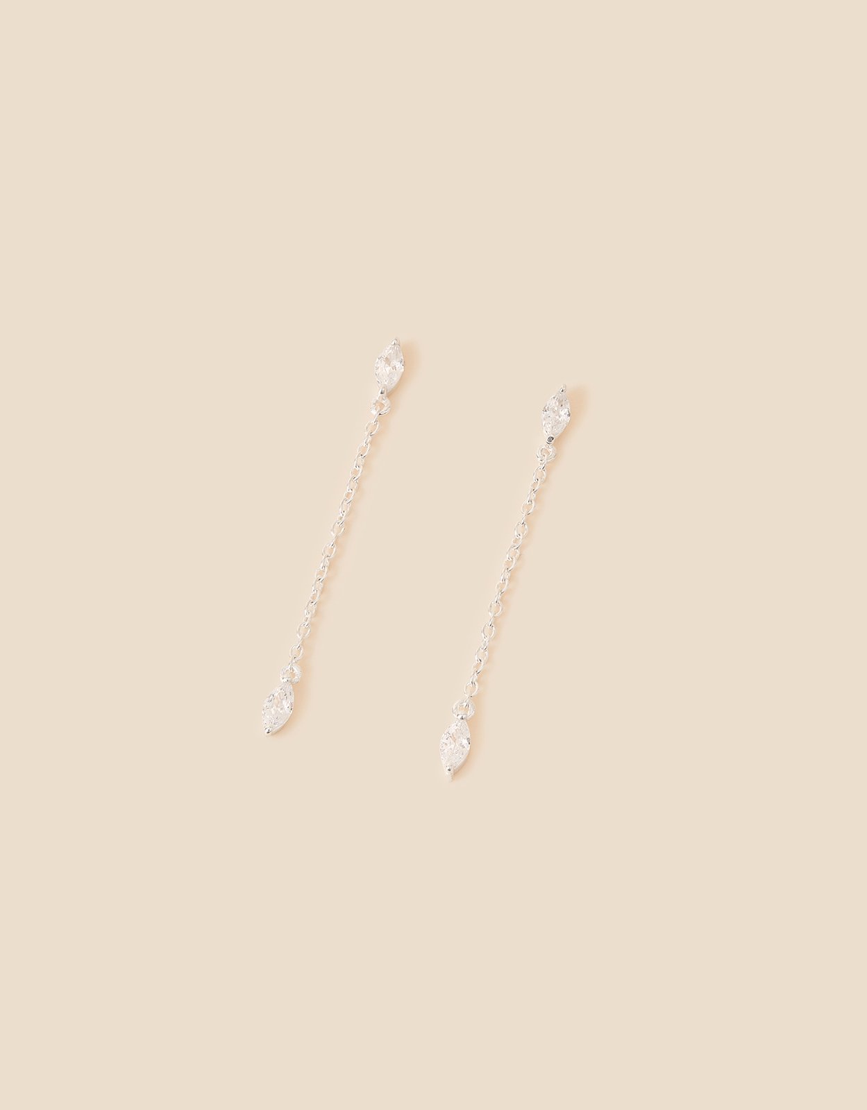 Accessorize Women's 925 Sterling Silver Sparkle Chain Long Drop Earrings, Size: 5cm