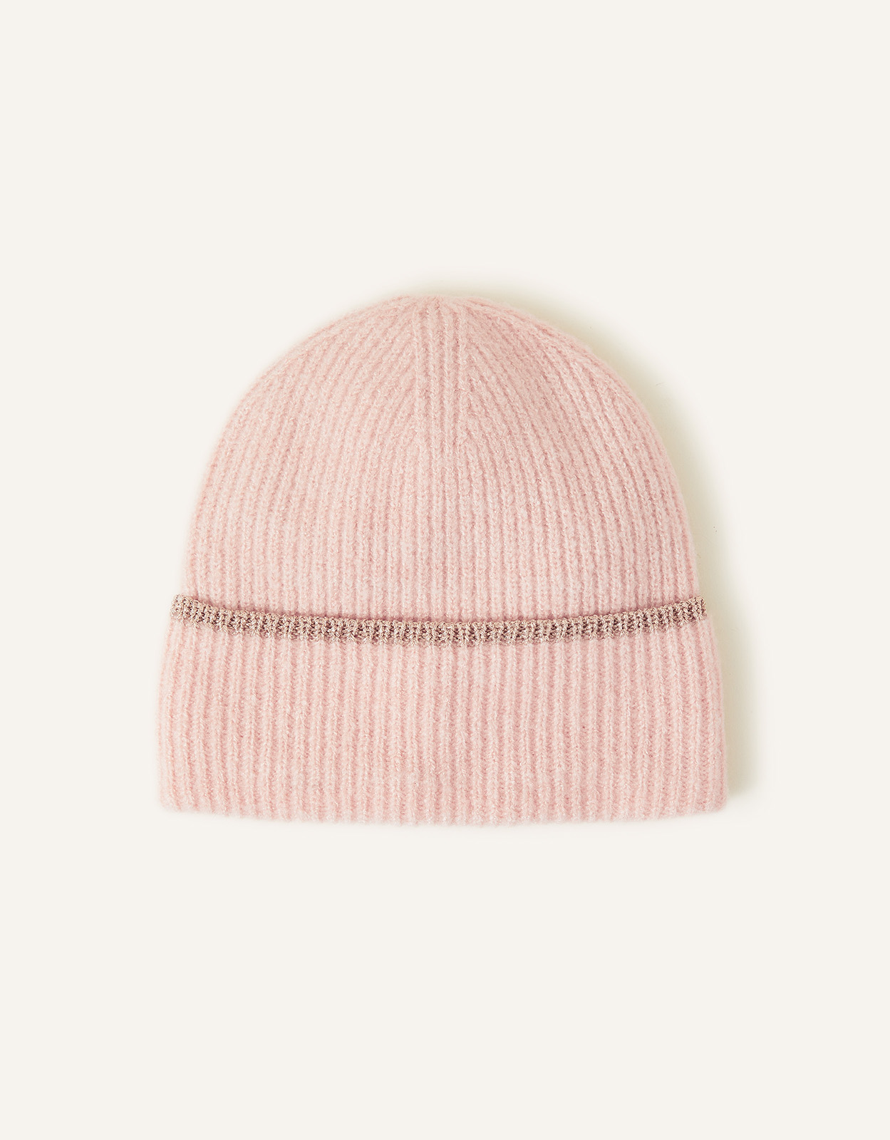 Accessorize Sparkle Edge Beanie Hat Pink