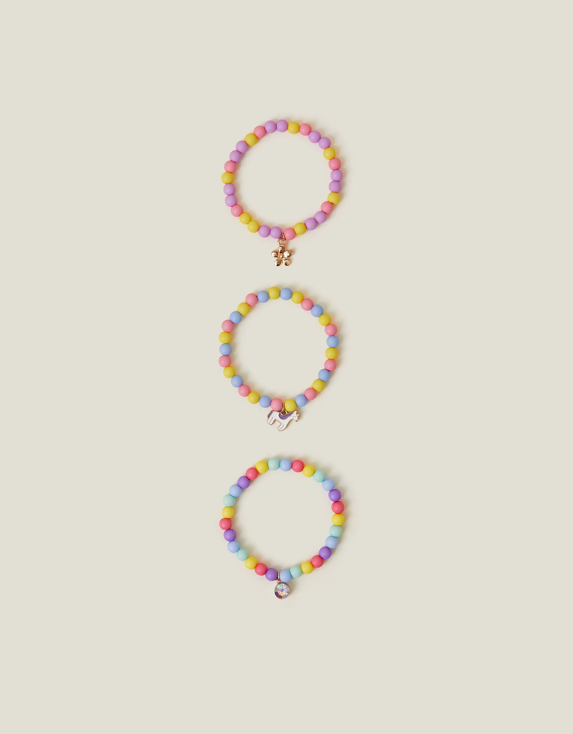 Multicolour 3-Pack Girls Unicorn Stretch Bracelets, Kids - Accessorize