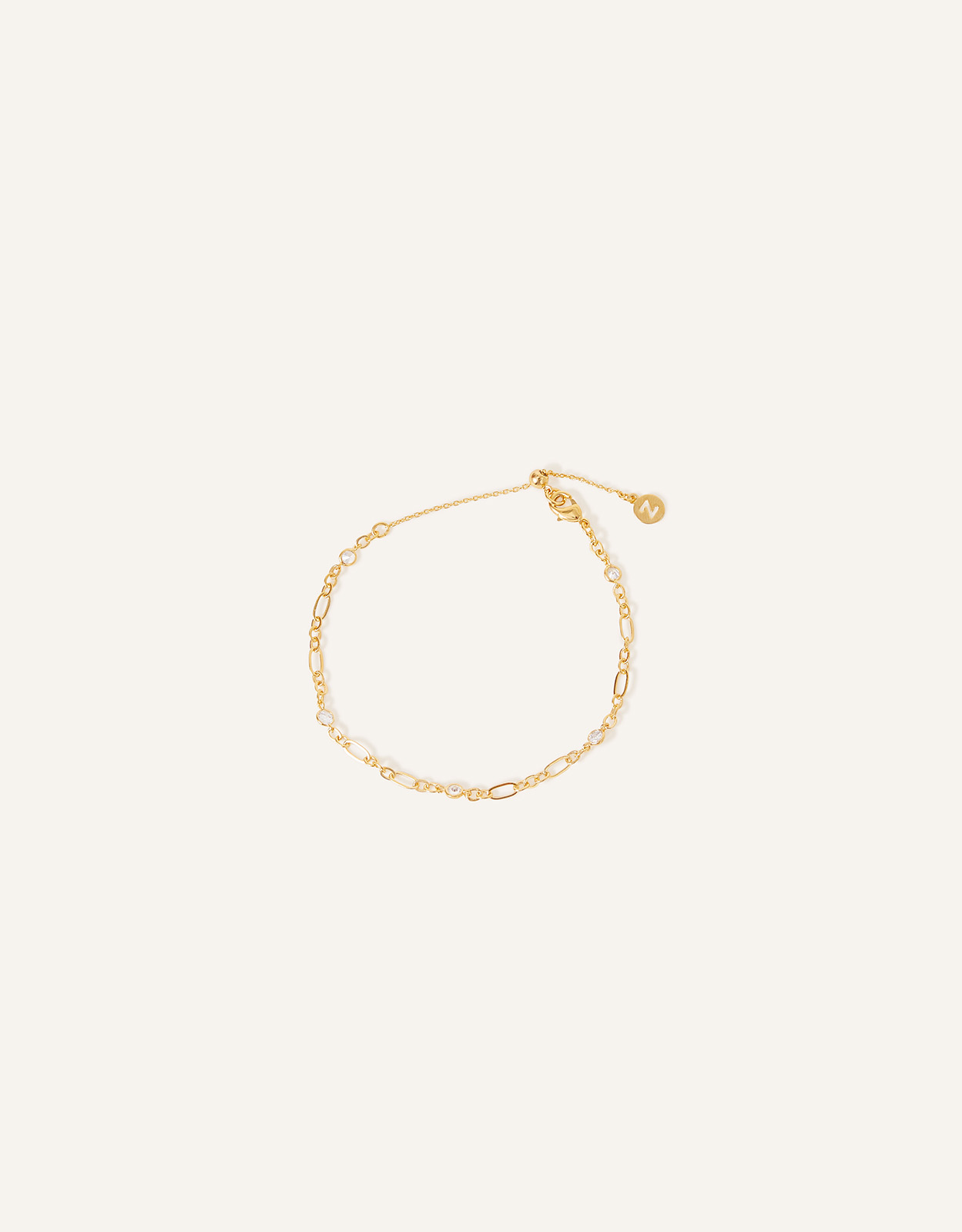 Accessorize Women's 14ct Gold-Plated Sparkle Chain Bracelet
