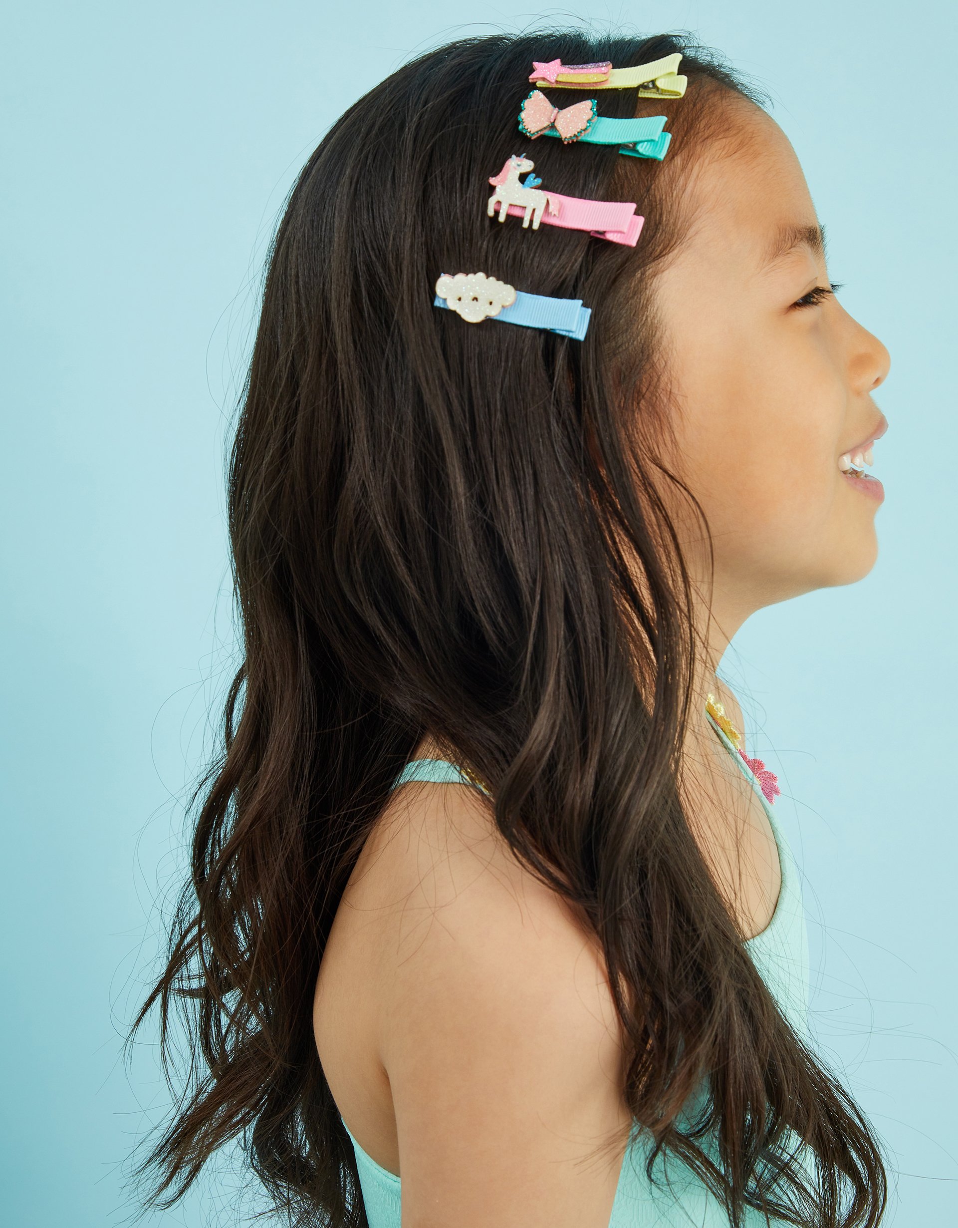 Yellow 4-Pack Girls Unicorn Salon Hair Clips - Accessorize