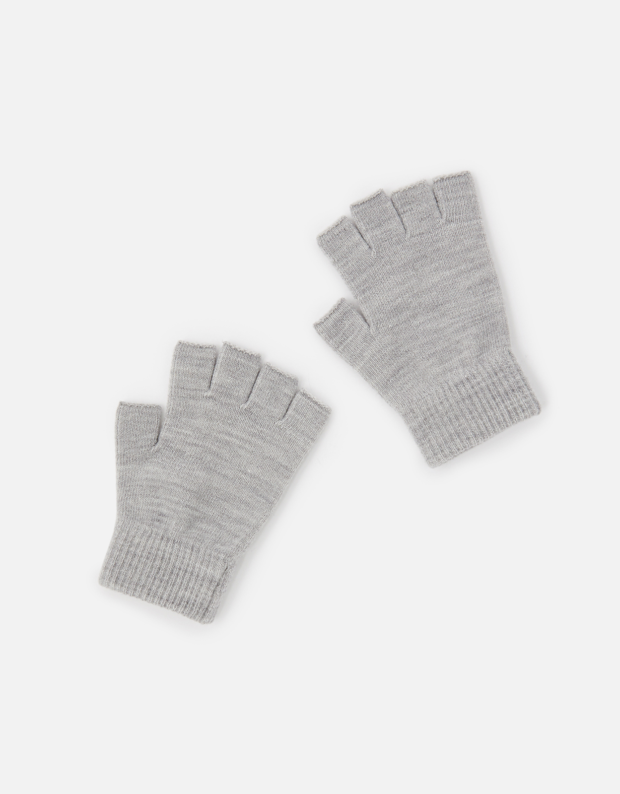 Accessorize Grey Plain Fingerless Gloves, Size: One Size