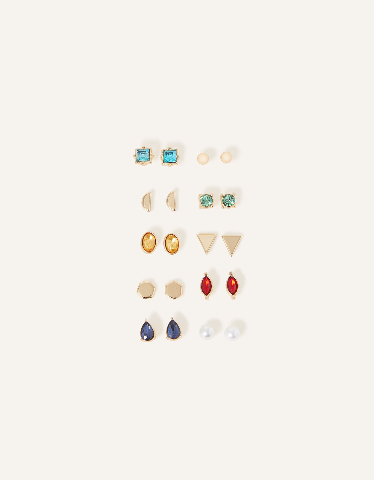 Accessorize Women's Geometric Stud Earrings 10 Pack