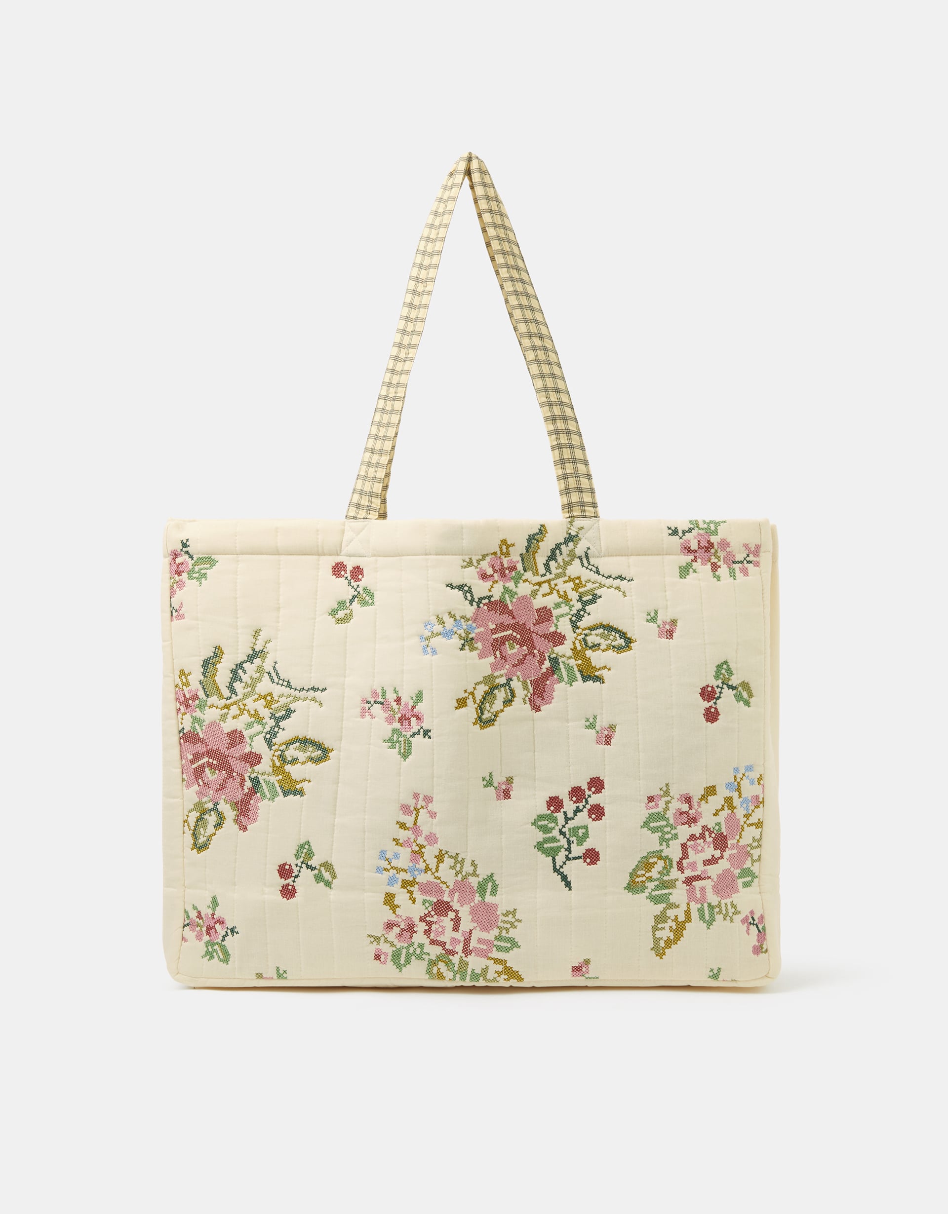 Accessorize Embroidered Quilted Shopper Bag, Red