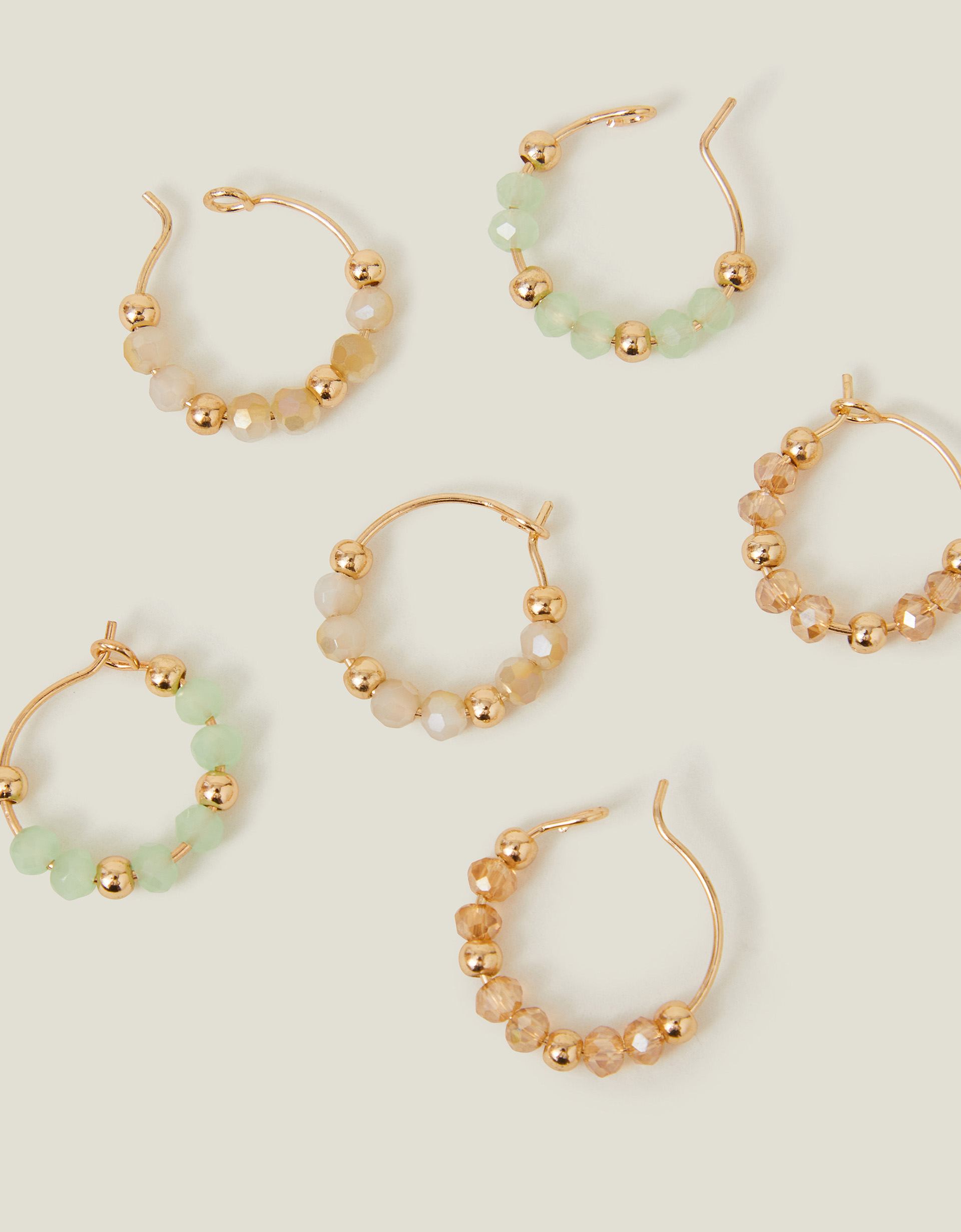 Gold 3-Pack Mini Beaded Hoop Earrings - Accessorize