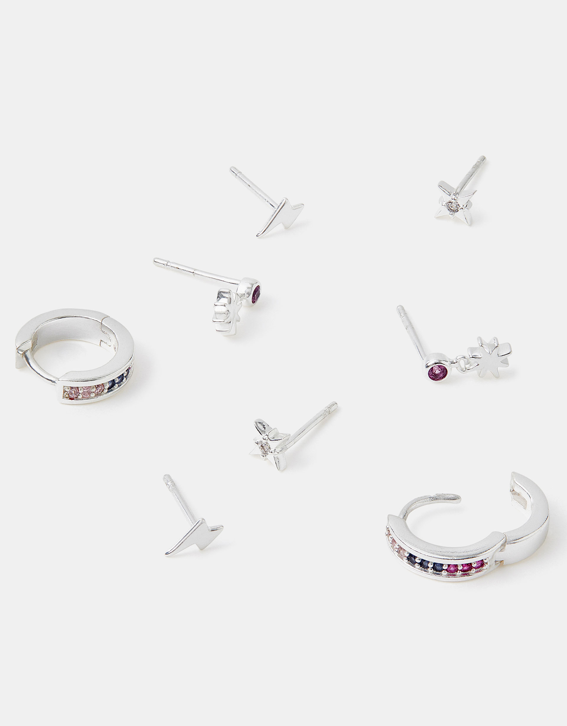 Blue 4-Pack Sterling Silver-plated Celestial Earrings - Accessorize