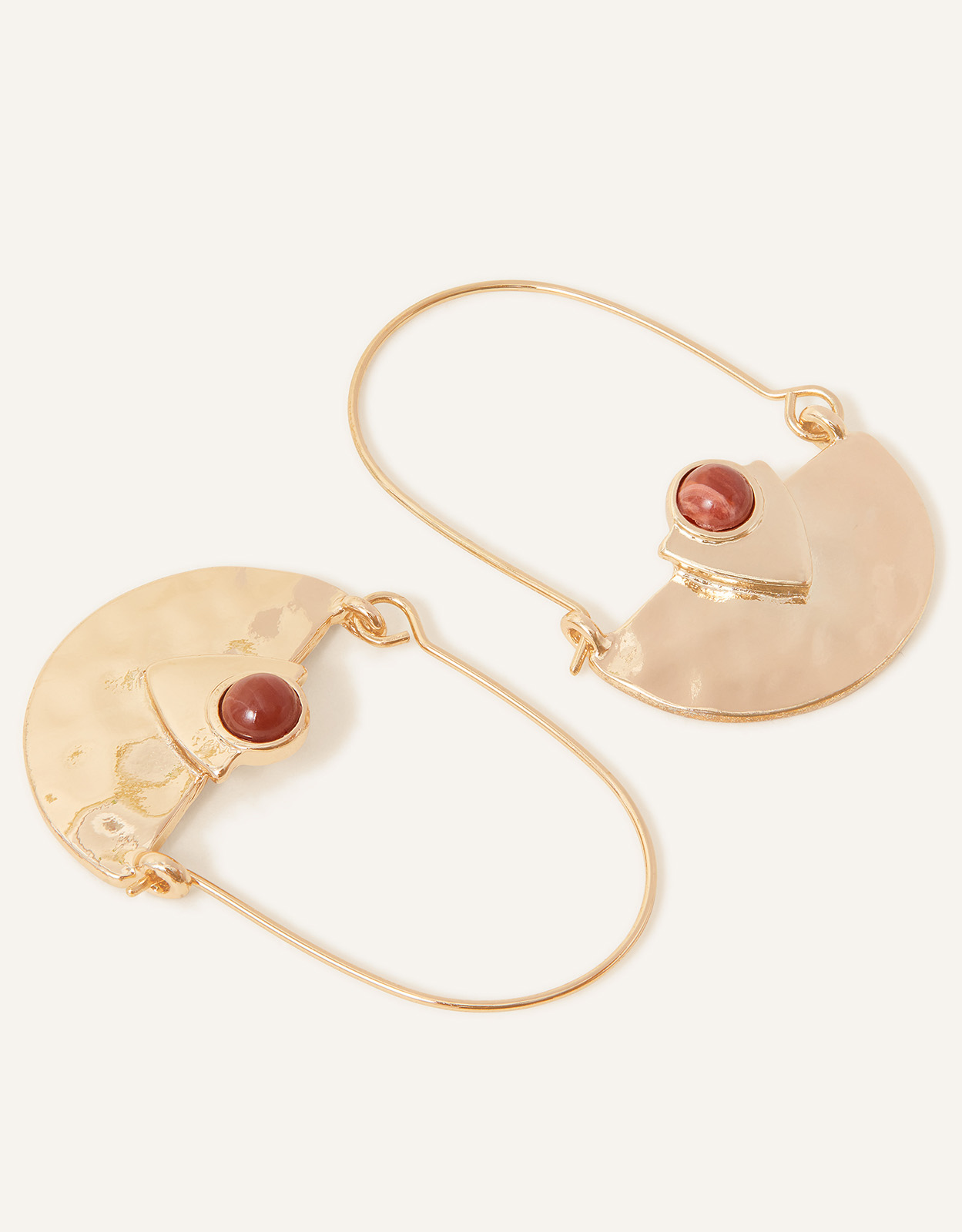 Accessorize Women's Hammered Semi Circle Stone Earrings
