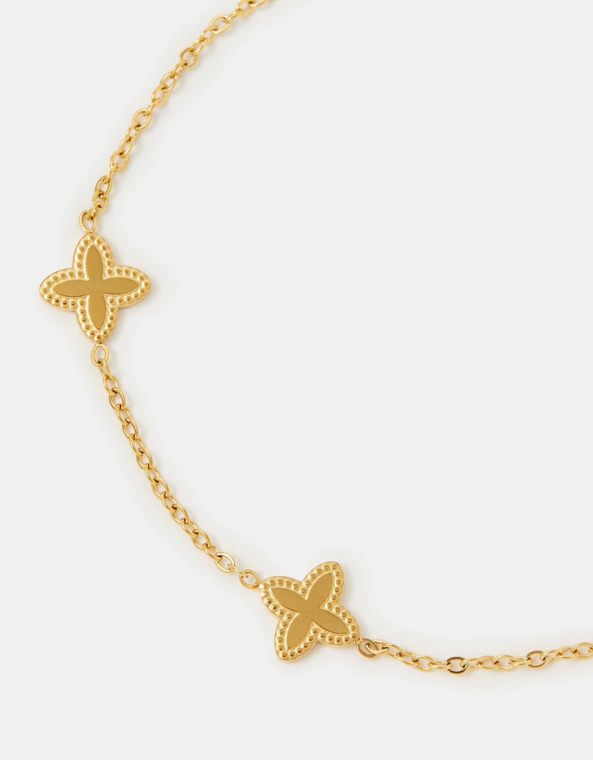 Accessorize Stainless Steel Clover Station Bracelet