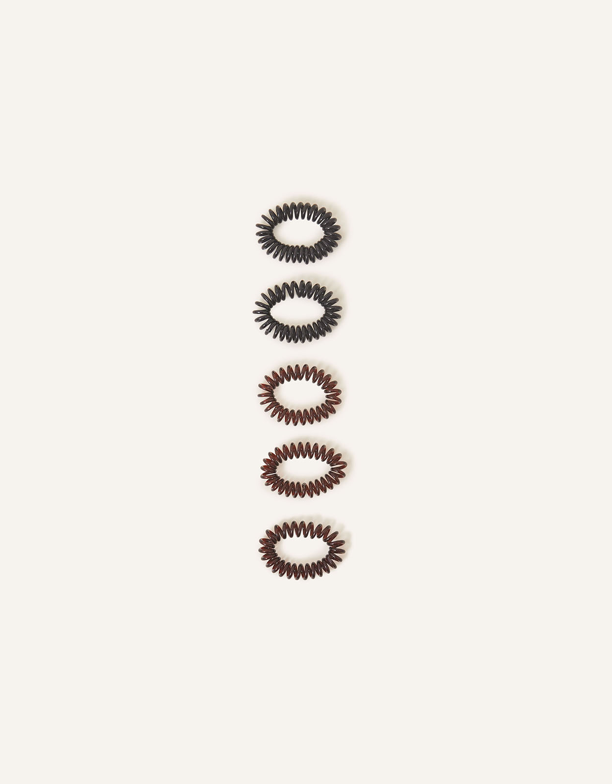 Accessorize Women's Brown Elasticated Spiral Hairbands 5 Pack, Size: W 7 cm