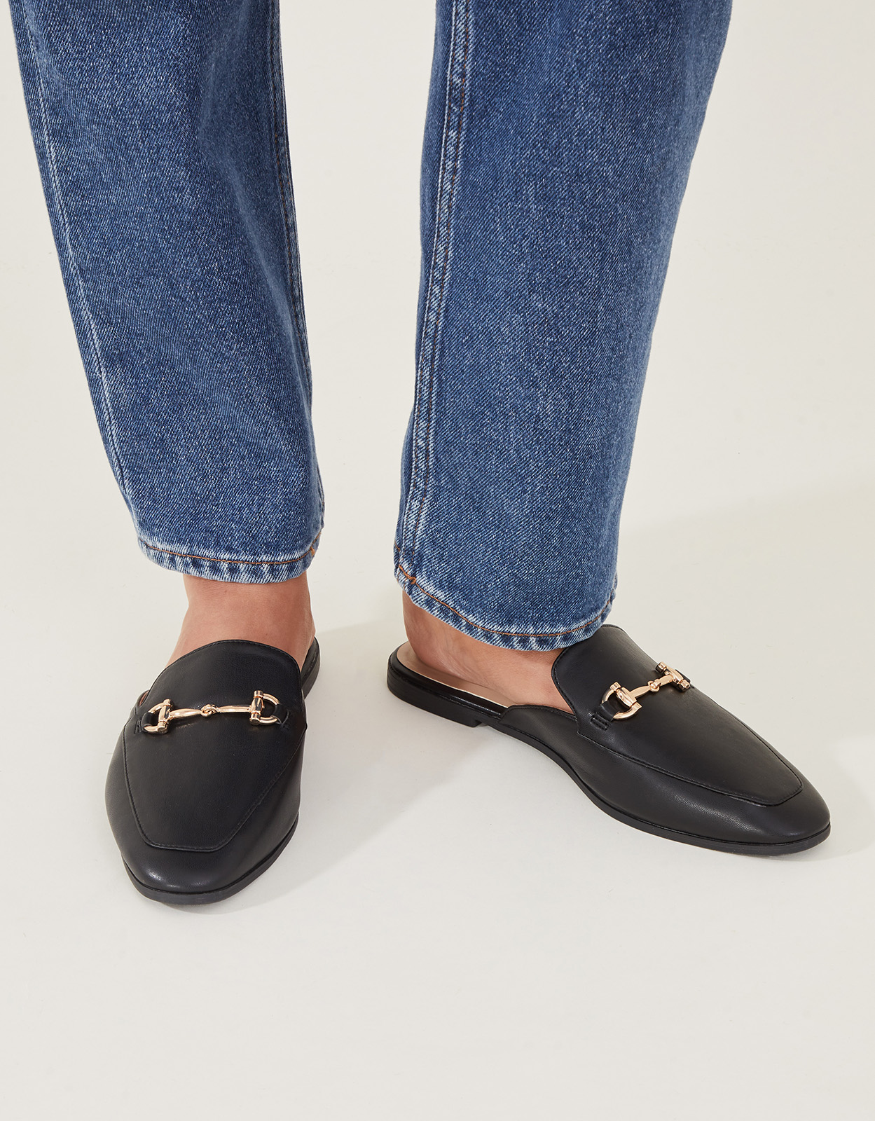 Accessorize Women's Black Smart Backless Metal Bar Loafers, Size: 39