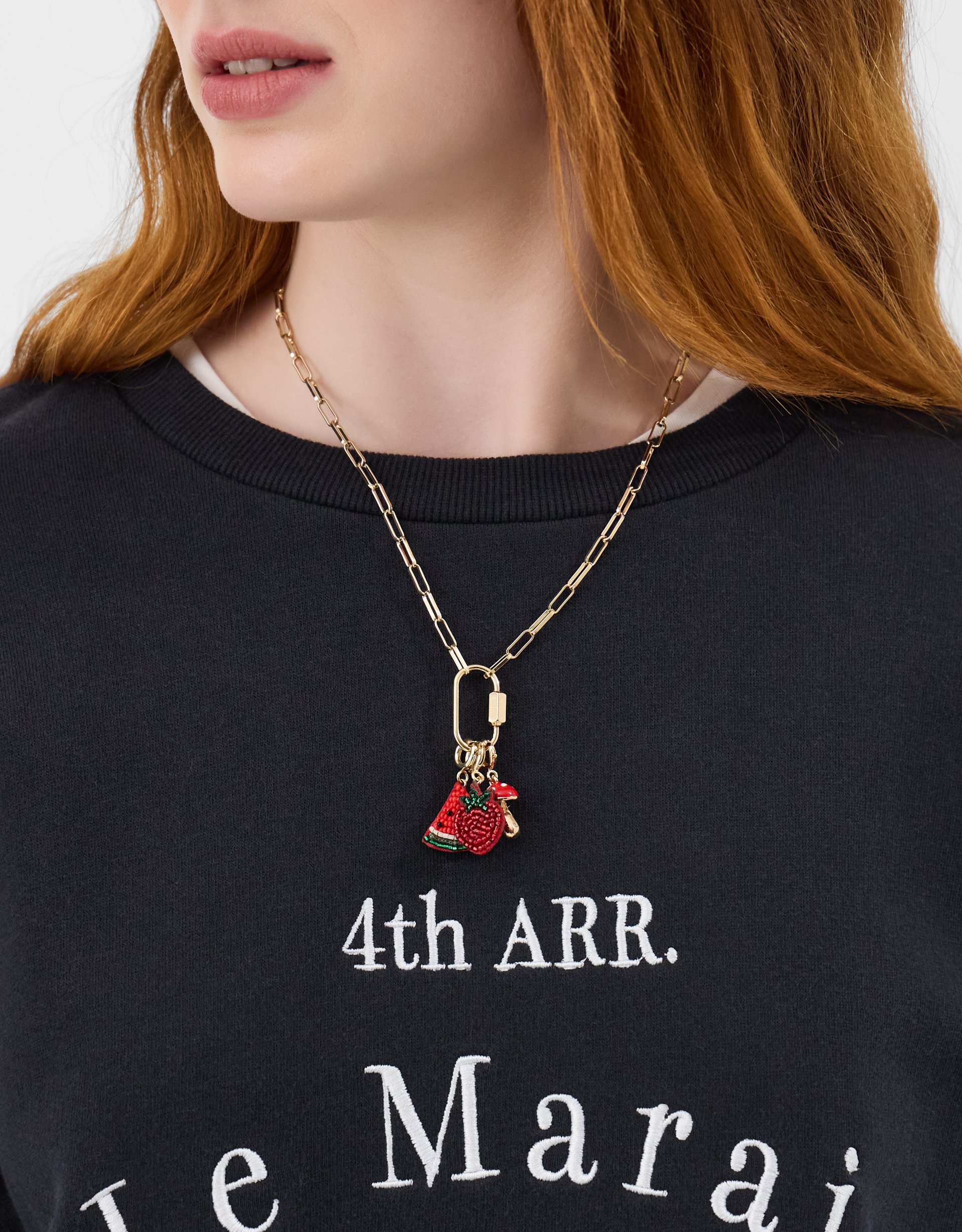 Accessorize Lace Beaded Strawberry Jewellery Charm, Gold