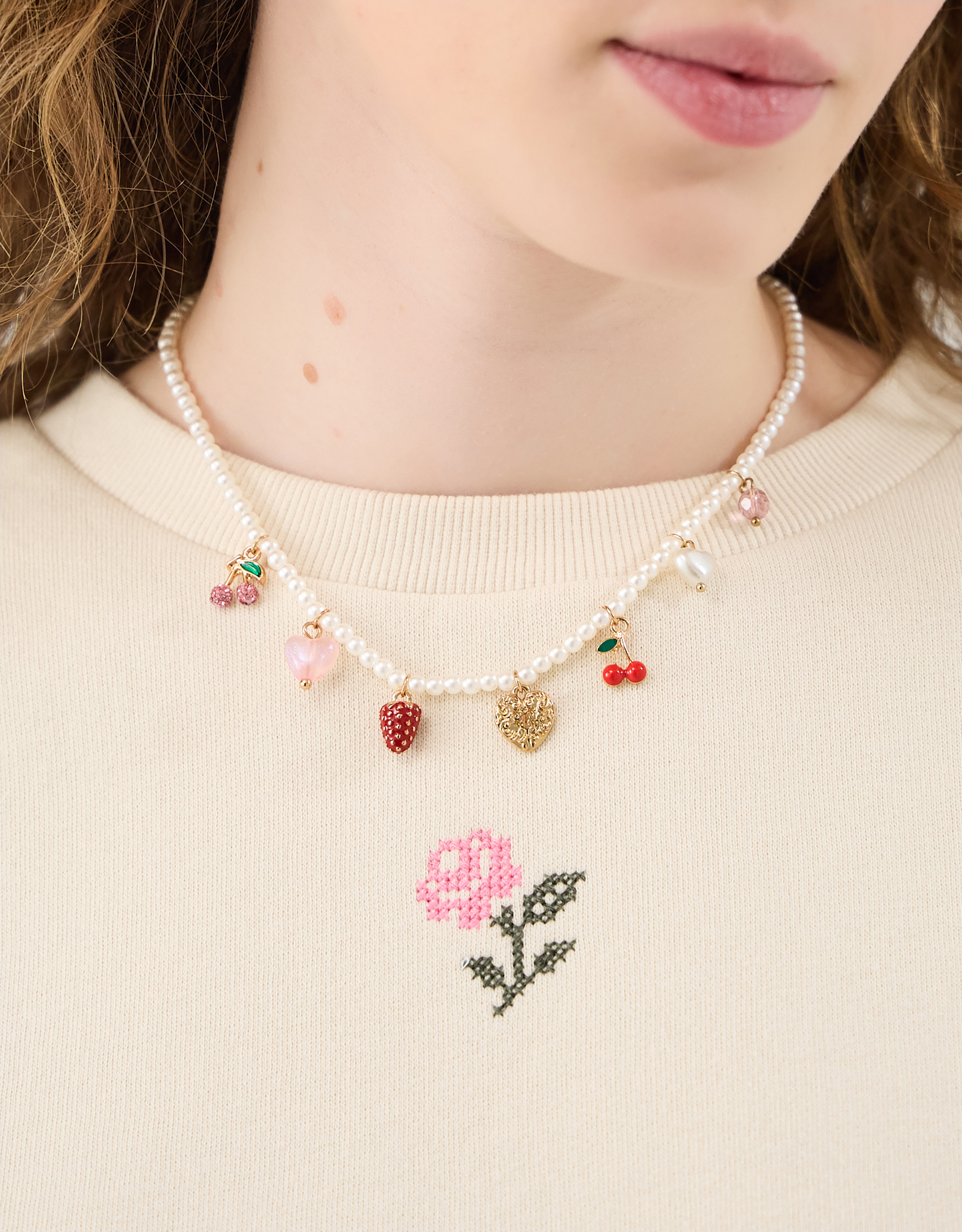 Fruit Charm Pearl Necklace - Accessorize