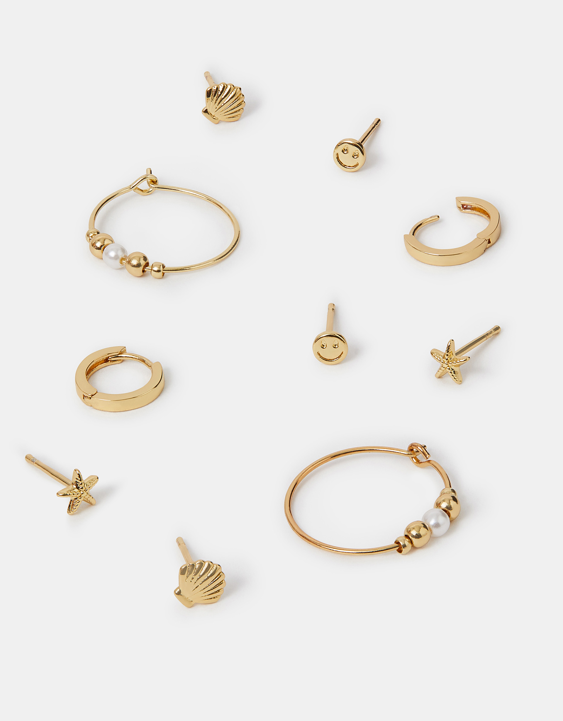 5-Pack 14ct Gold-plated Mix Stud and Hoop Earrings - Accessorize