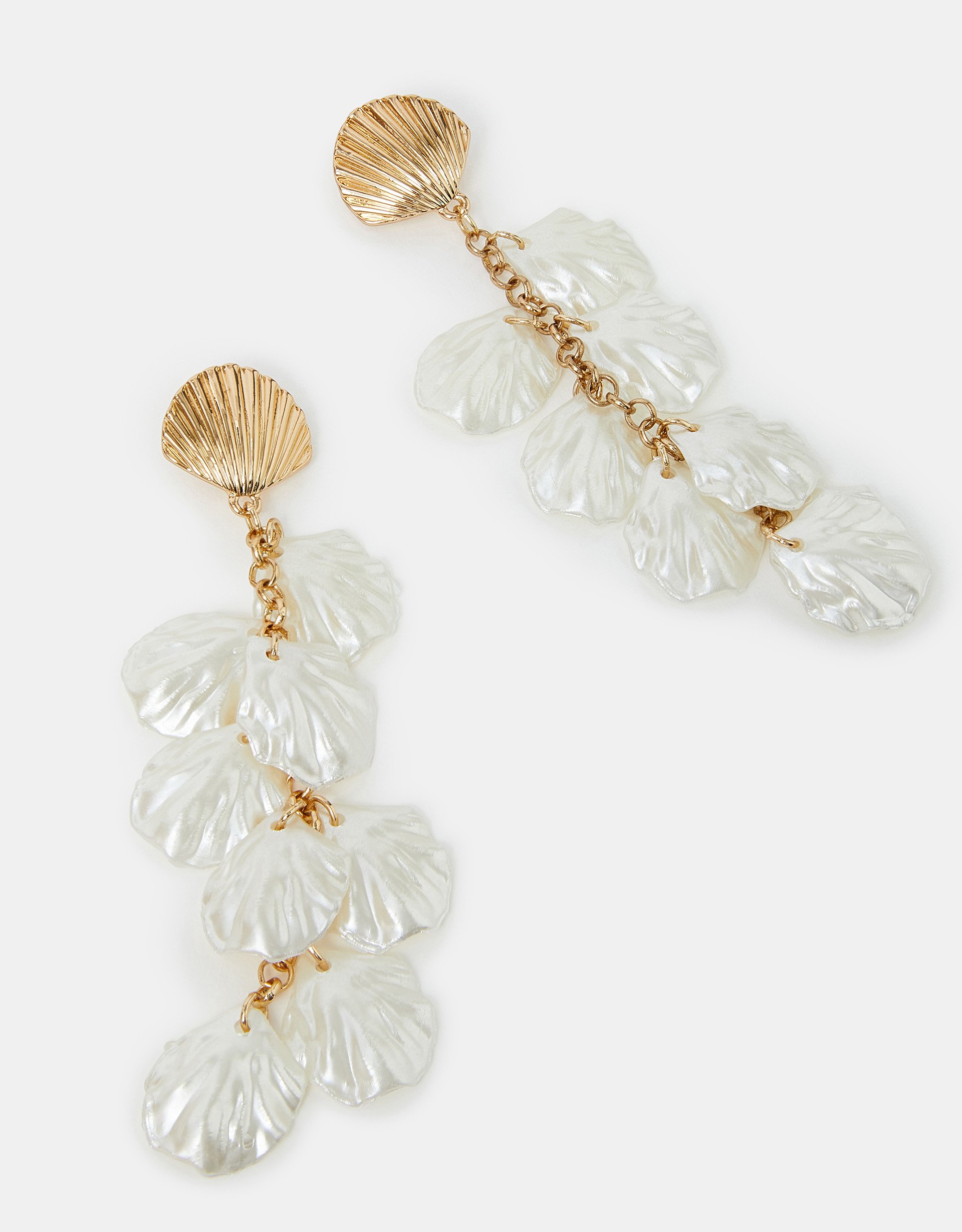 Gold Shell Pearl Drop Earrings - Accessorize