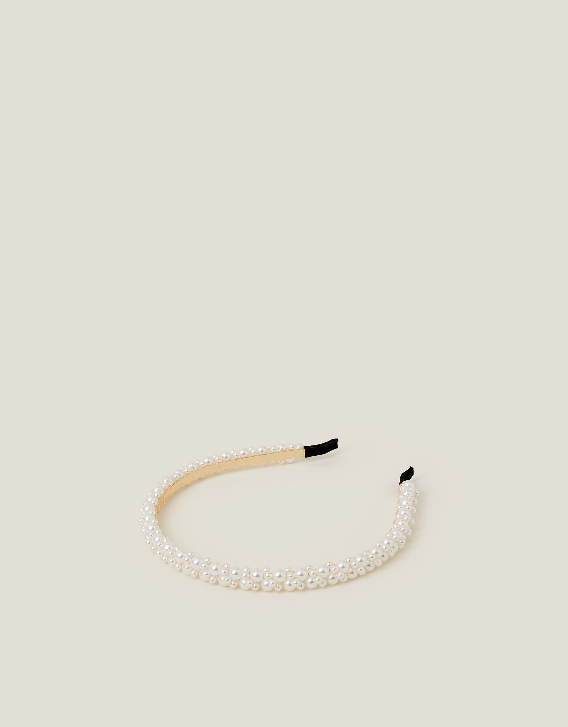 Gold Slim Pearl Headband, Size: 13cm, Women's - Accessorize