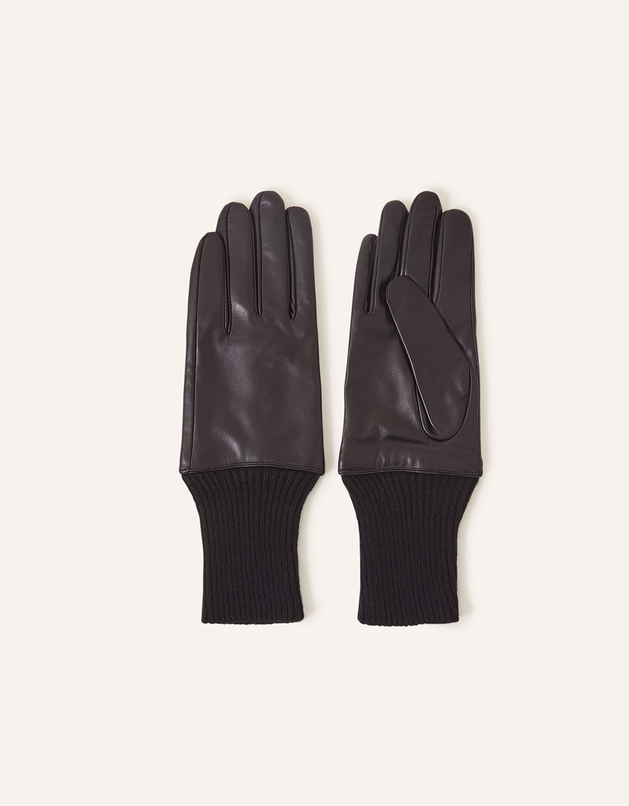 Accessorize Women's Leather Cuff Gloves Black, Size: One Size