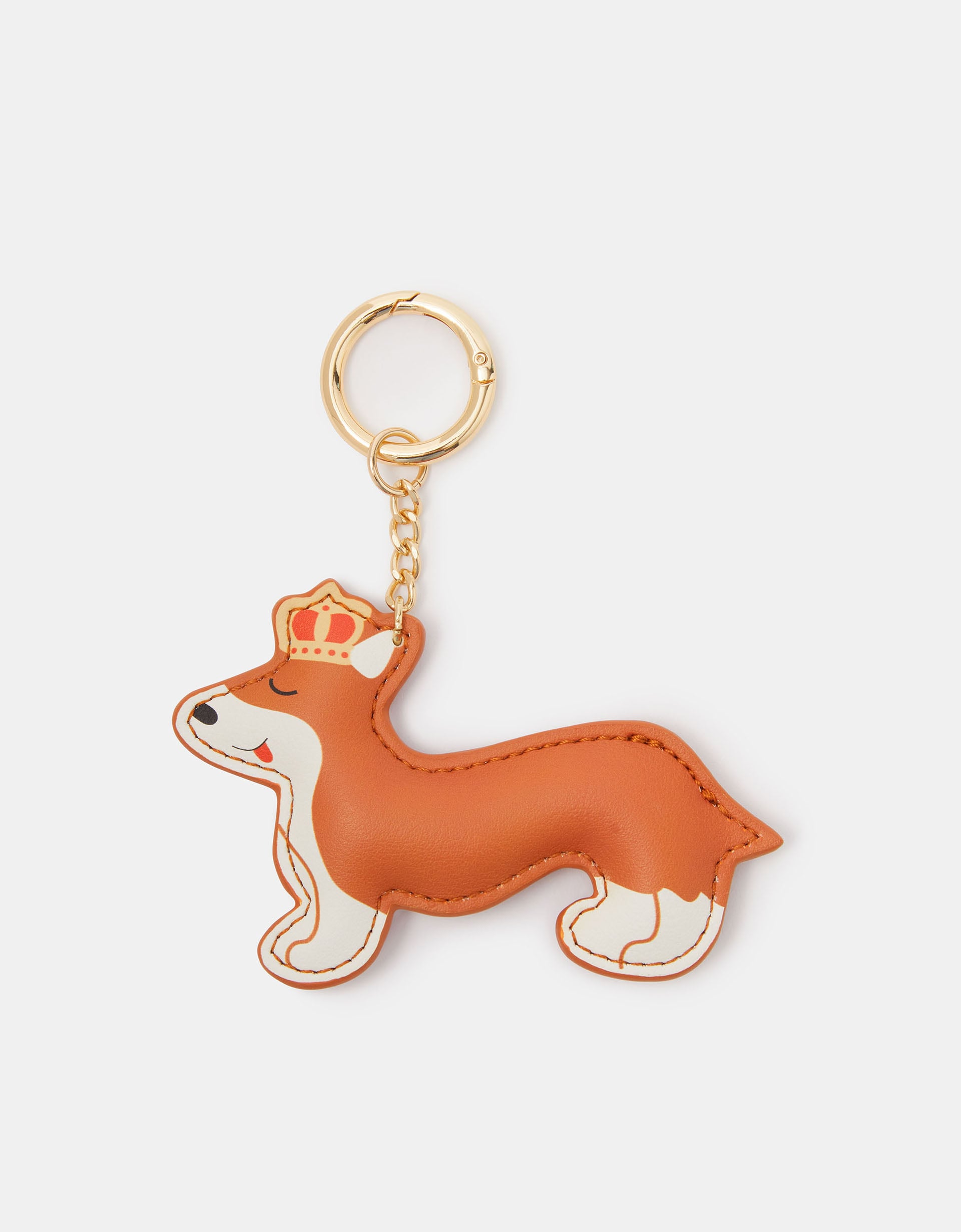Accessorize Faux Leather Royal Corgi Bag Charm, Gold