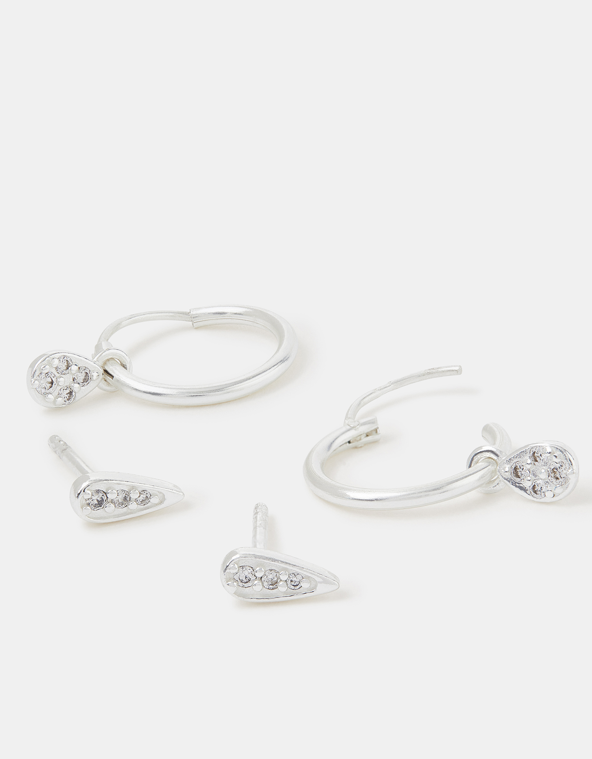 2-Pack Sterling Silver Stud & Hoop Earrings - Accessorize