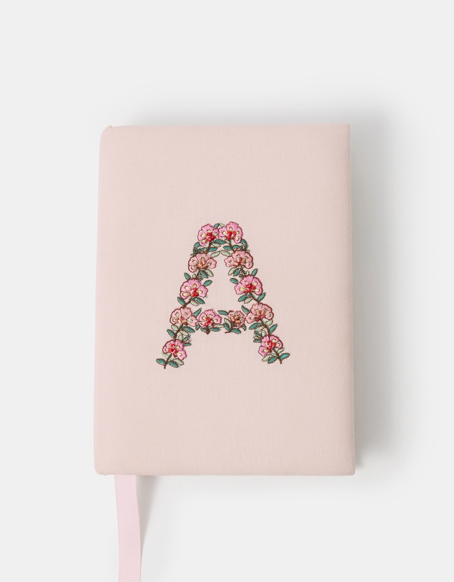 Accessorize Embroidered Floral Initial Notebook, Multi, Size: S